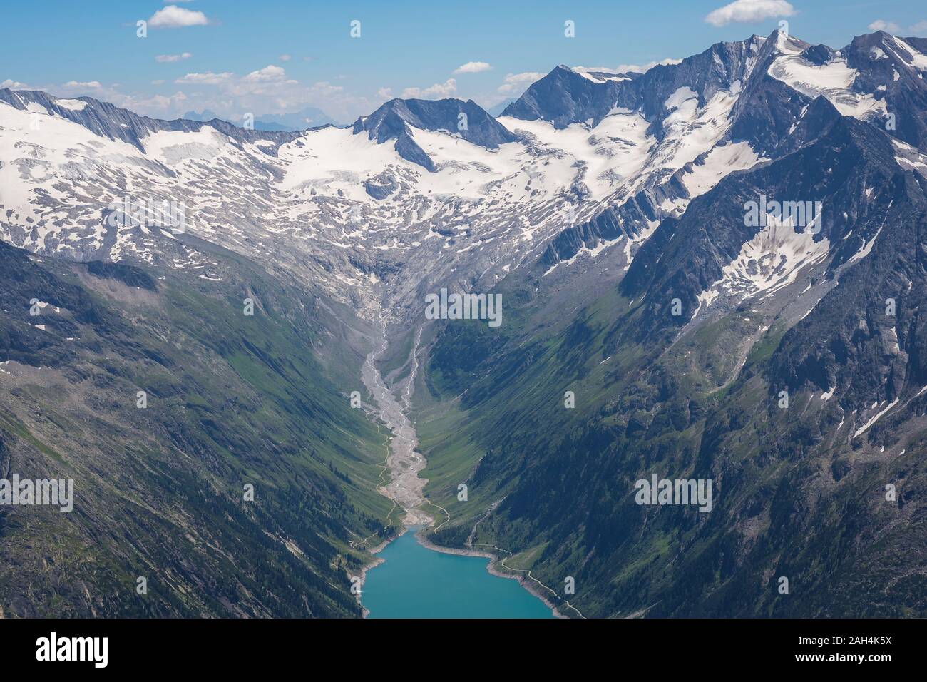 'Schlegeis glacier' and blue lake in Tirol at the border of Italy and Austria Stock Photo