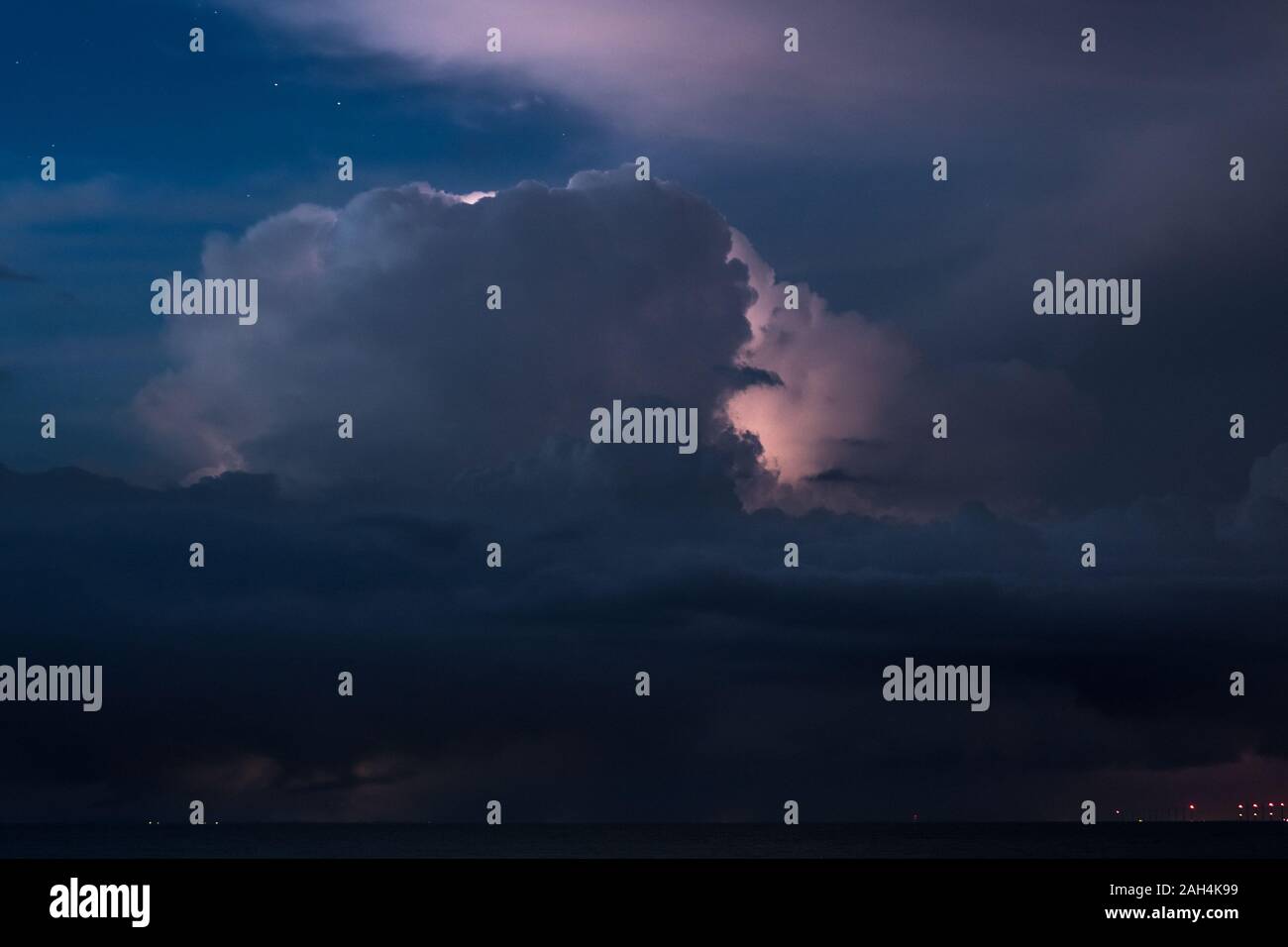 Sheet lightning in the top of a thunderstorm Stock Photo