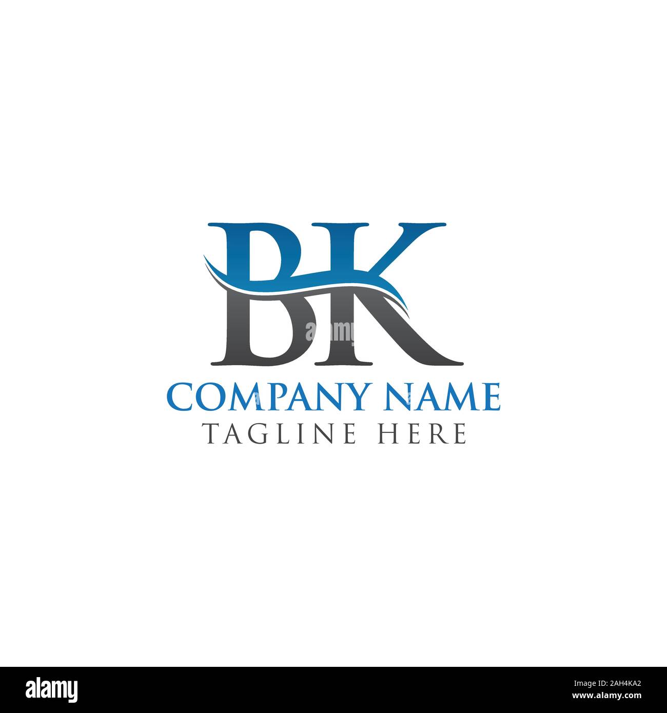 BK Letter Logo With Water Wave Business Typography Vector Template