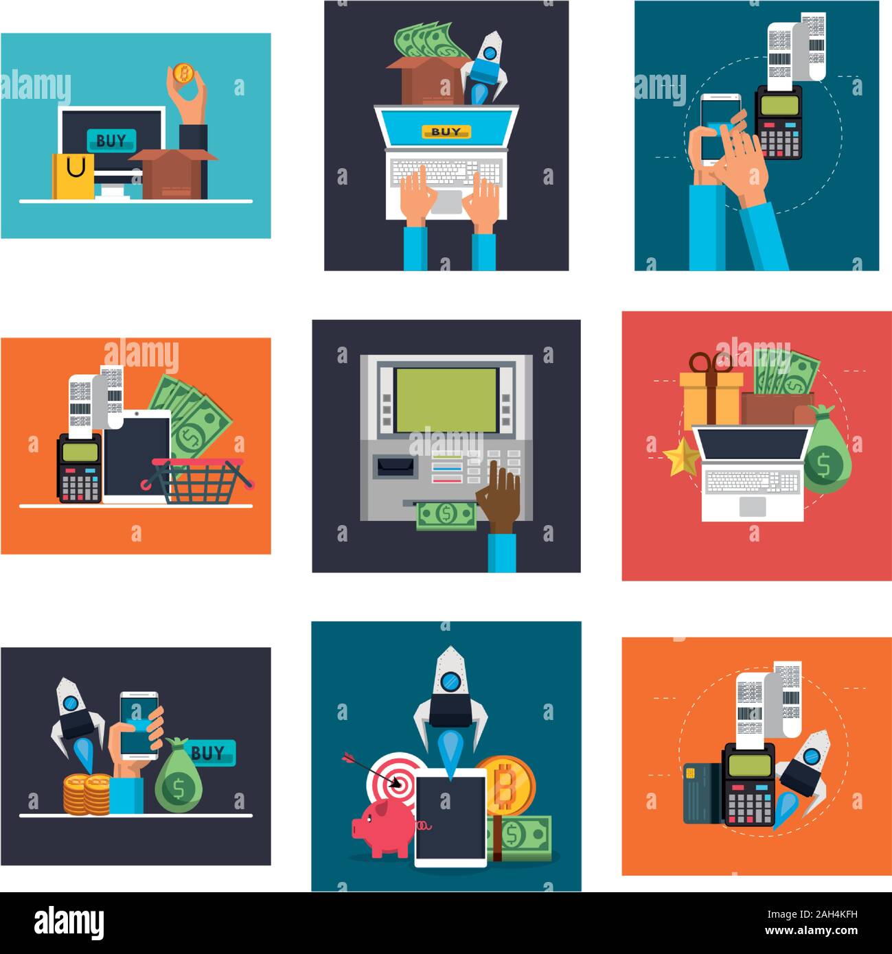 bundle of electronic commerce icons Stock Vector