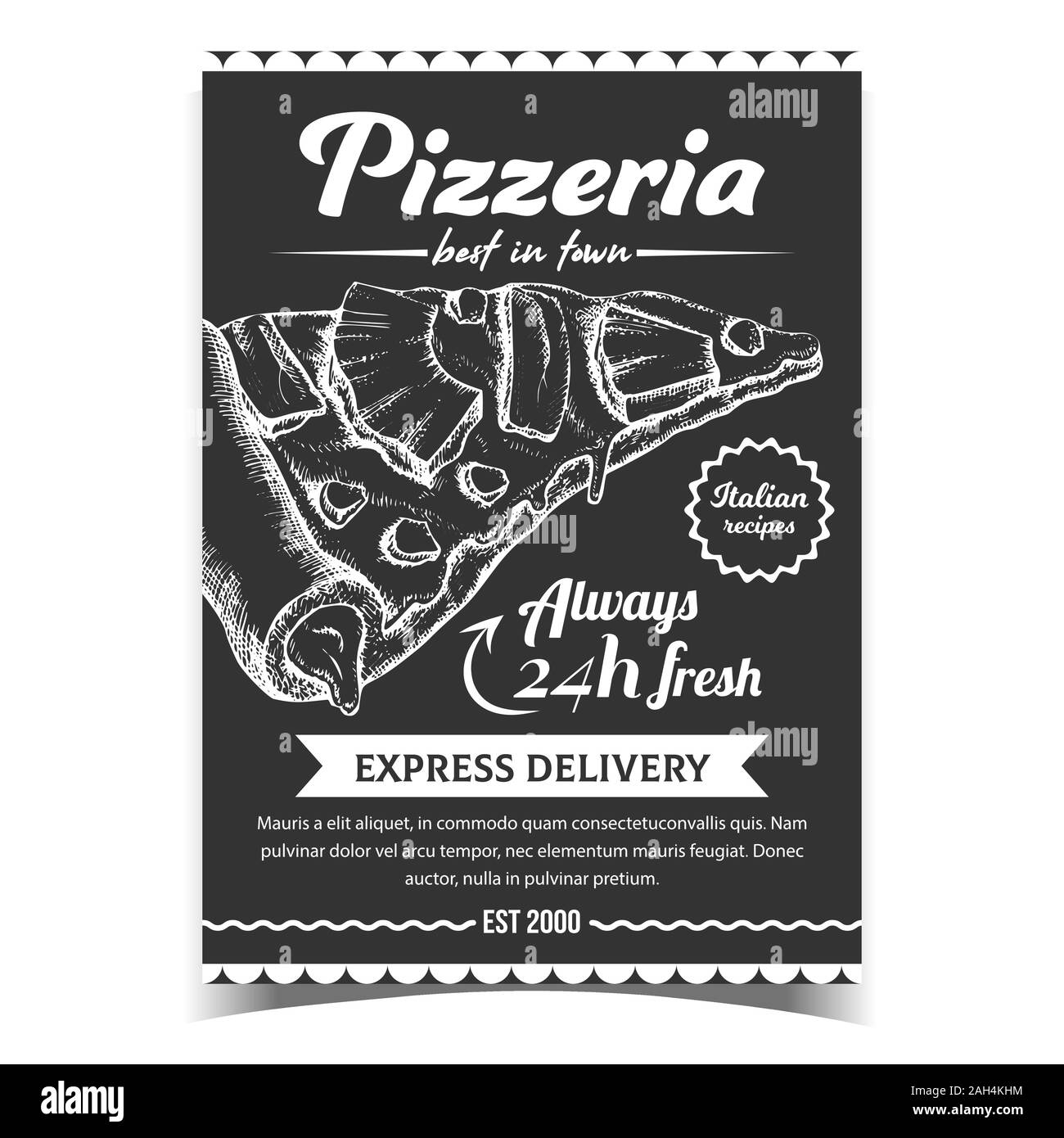 Pizza Italian Recipes Restaurant Banner Vector Stock Vector