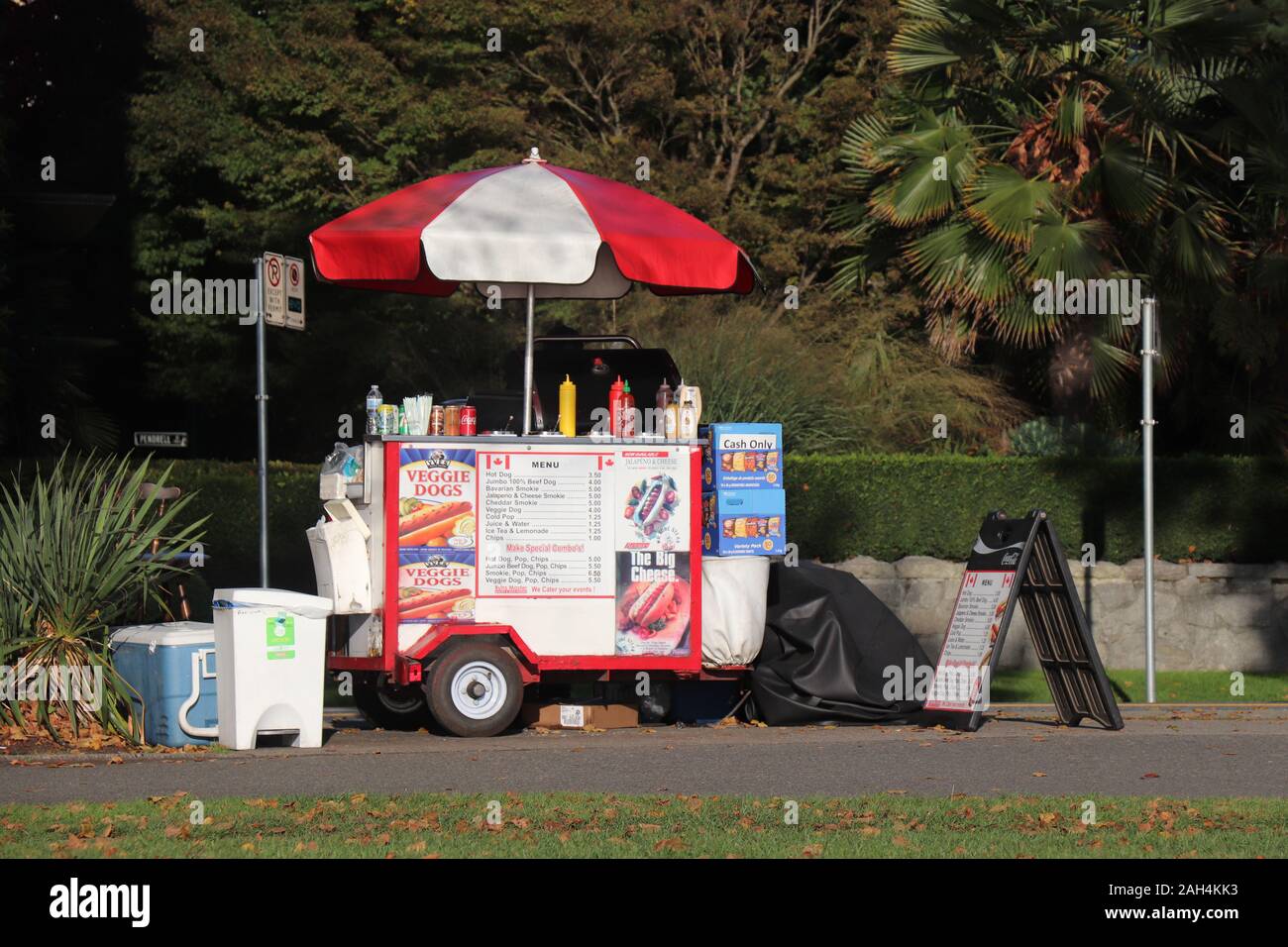 Vancouver, Canada October 5, 2019 Street food truck selling hot dogs