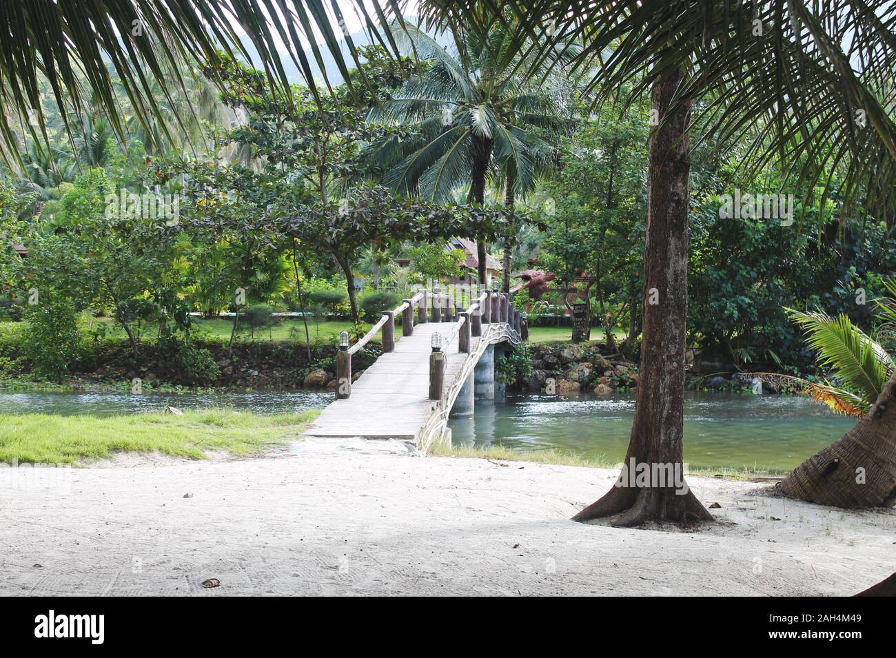 A Bridge which leads to Beutiful Malibu Beach on north Side of Ko Pha-ngan Island in Thailand Stock Photo