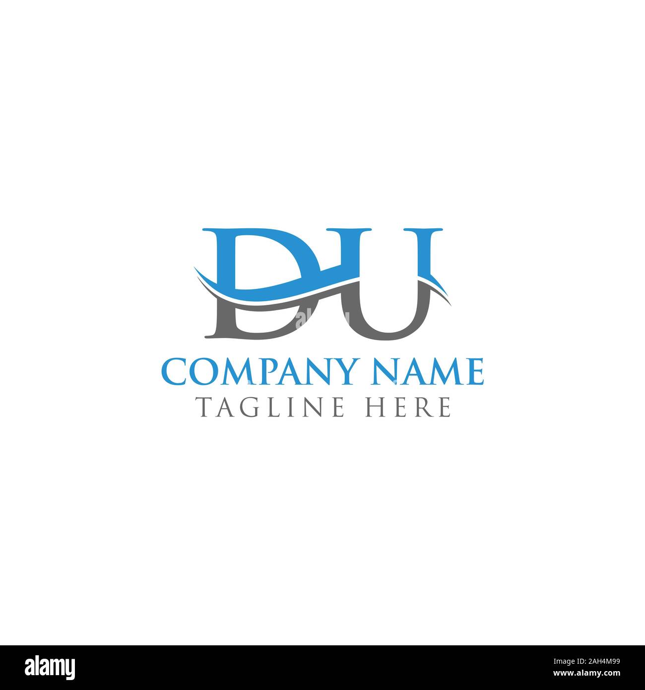 Initial DU Water Wave Letter Logo With Creative Modern Typography Vector Template. DU Logo Design Stock Vector