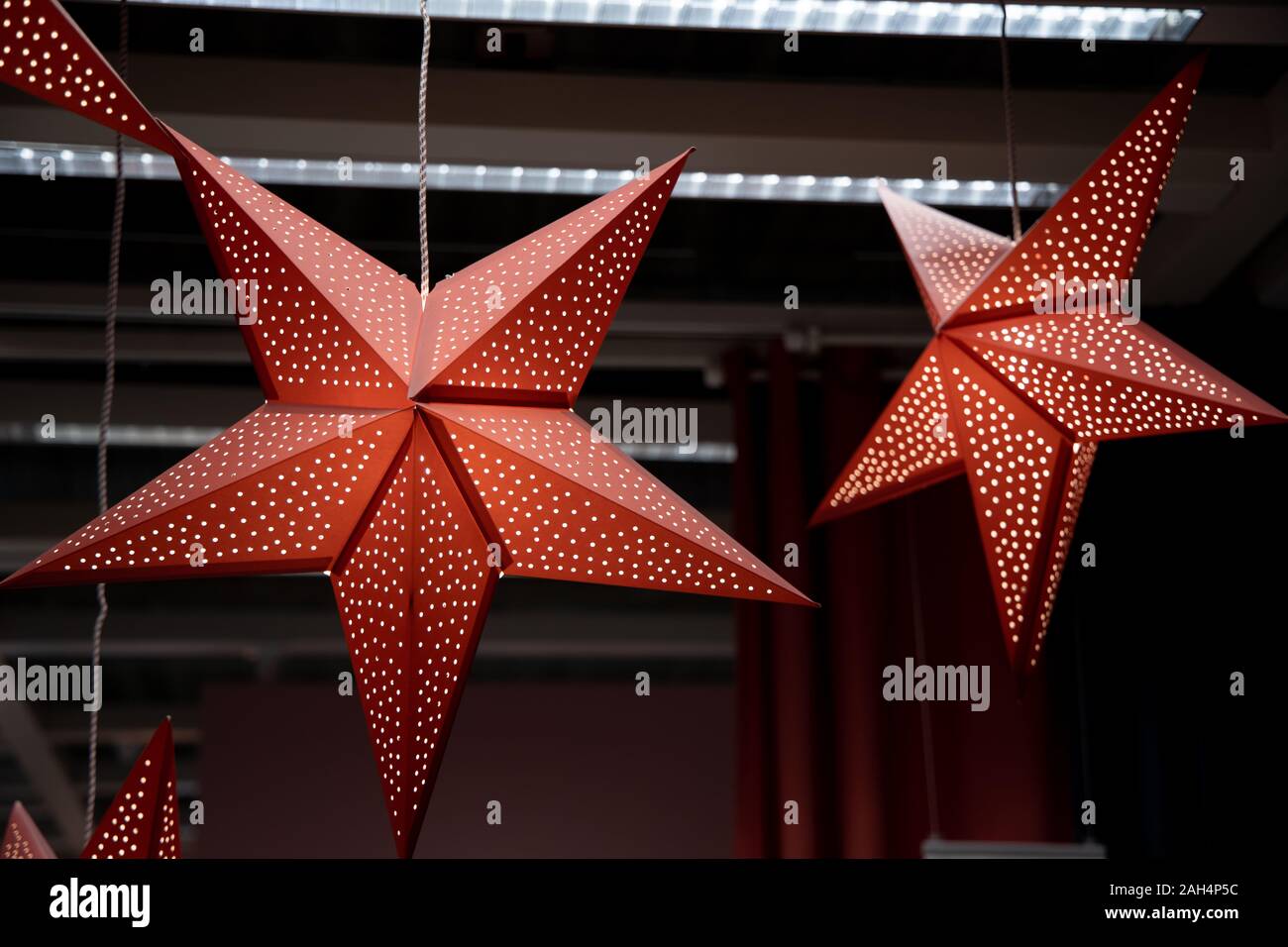 Christmas red star interior decoration Stock Photo