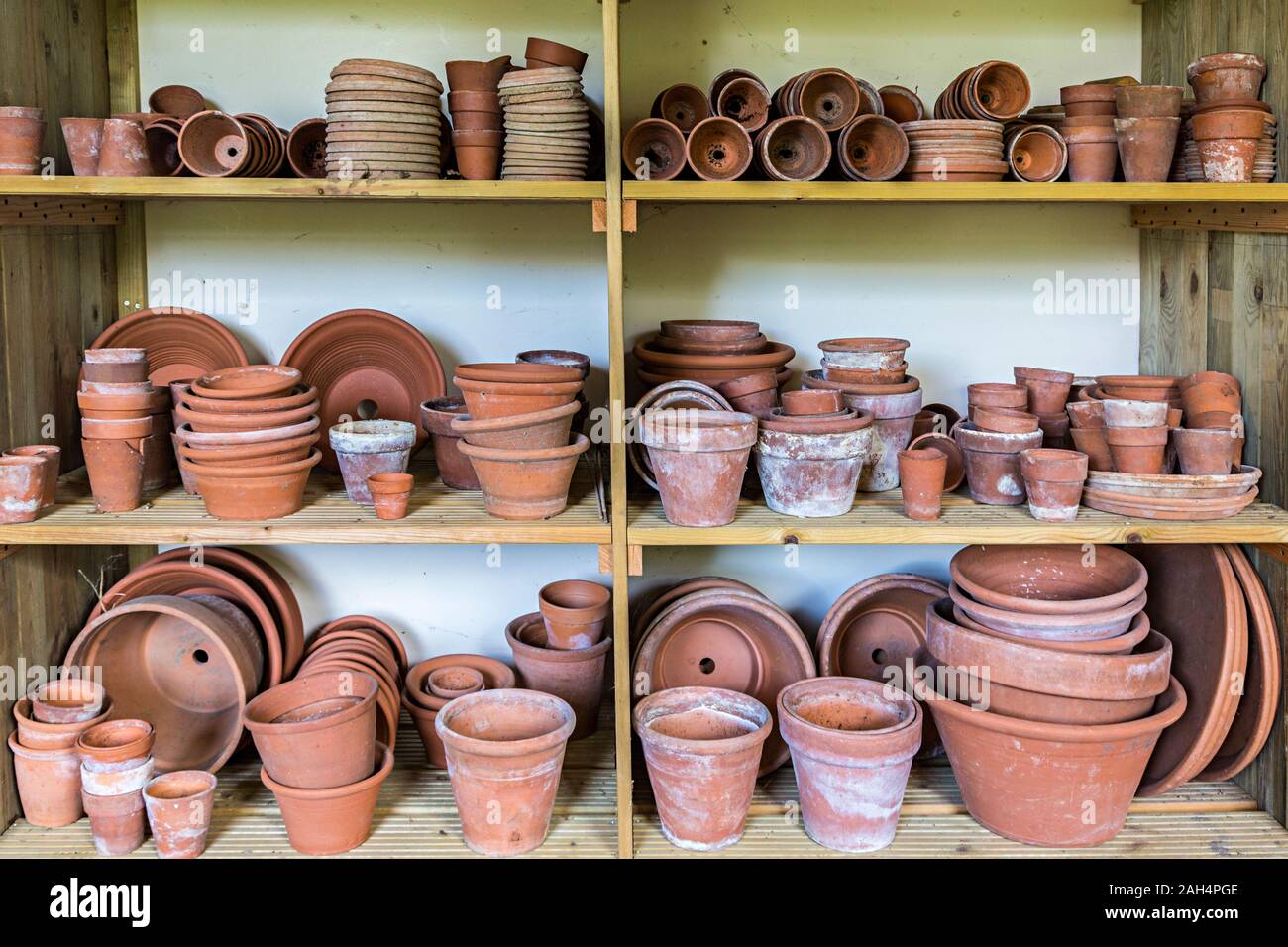 Clay plant pots at Charles Darwin's house, Downe Cottage, Downe, Kent