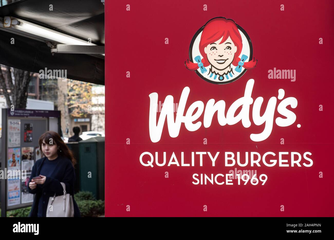 American fast food restaurant chain, Wendy's seen in Tokyo, Japan Stock