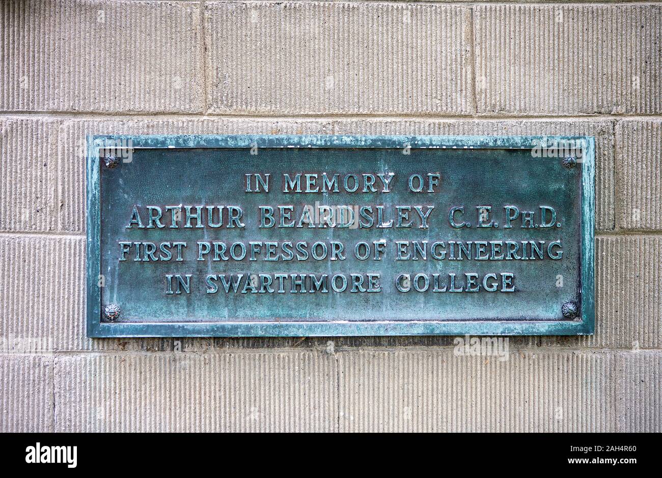 Name Plate "Beardsley Hall, Erected 1906" Swarthmore College