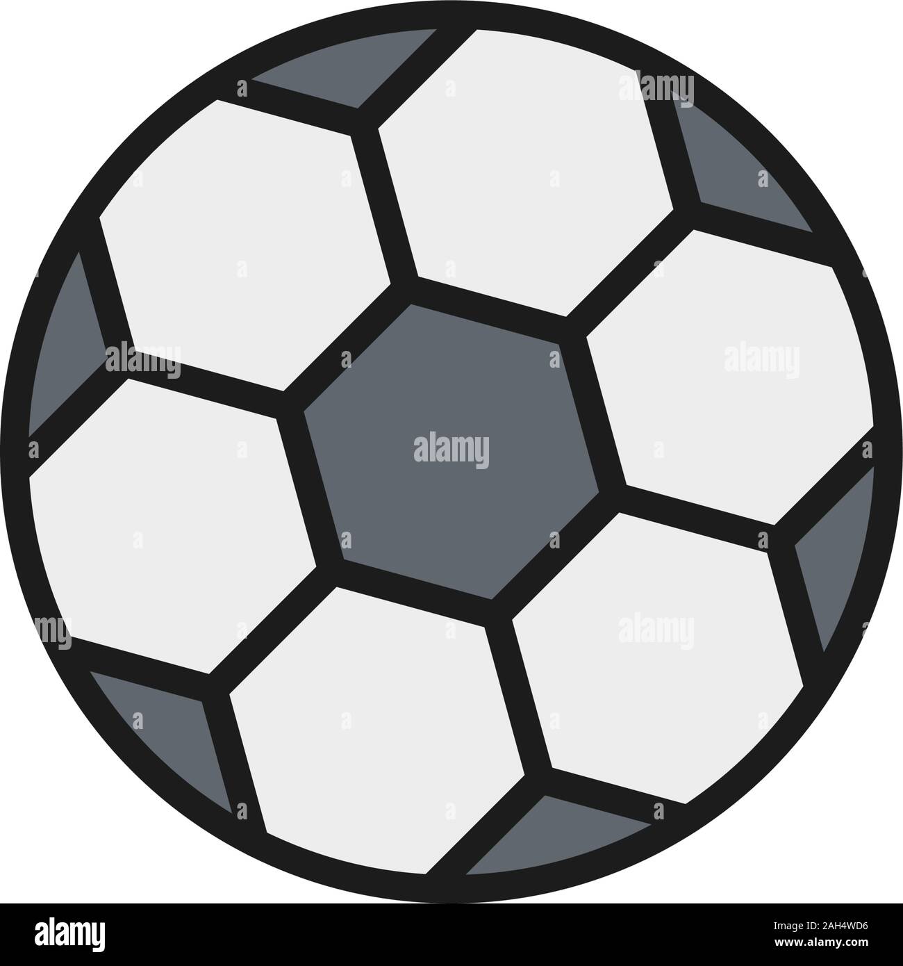 Vector soccer ball flat color line icon. Isolated on white background