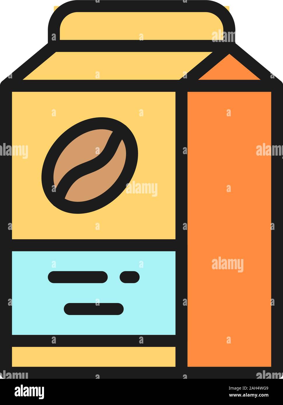 Vector coffee package, food packaging flat color line icon. Stock Vector