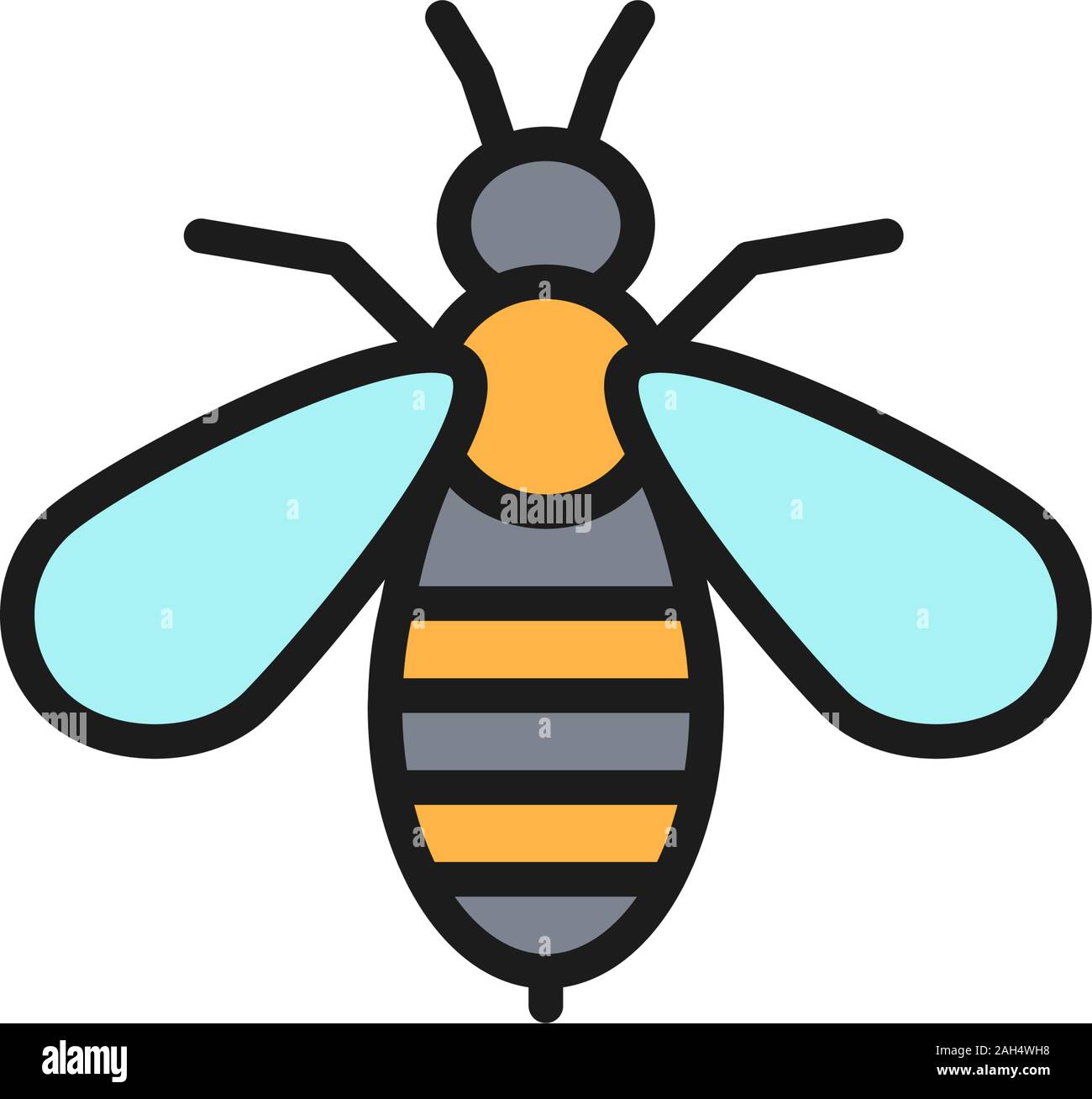 Bee venom therapy flat color line icon. Isolated on white background Stock Vector