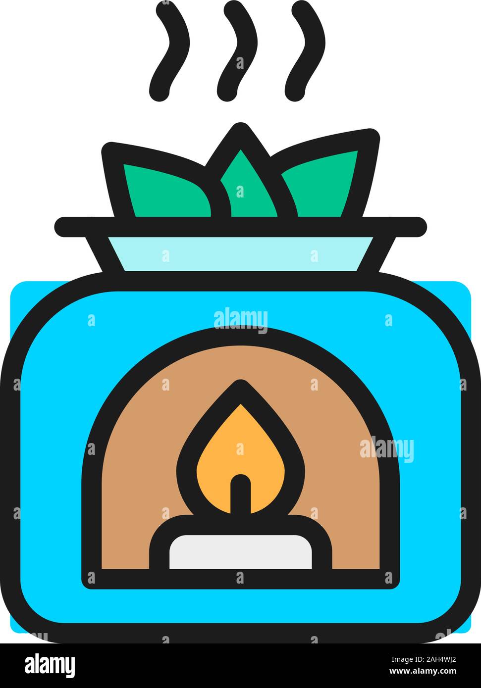 Aromatherapy Aroma Lamp With Essential Oil Flat Color Line Icon Stock Vector Image Art Alamy