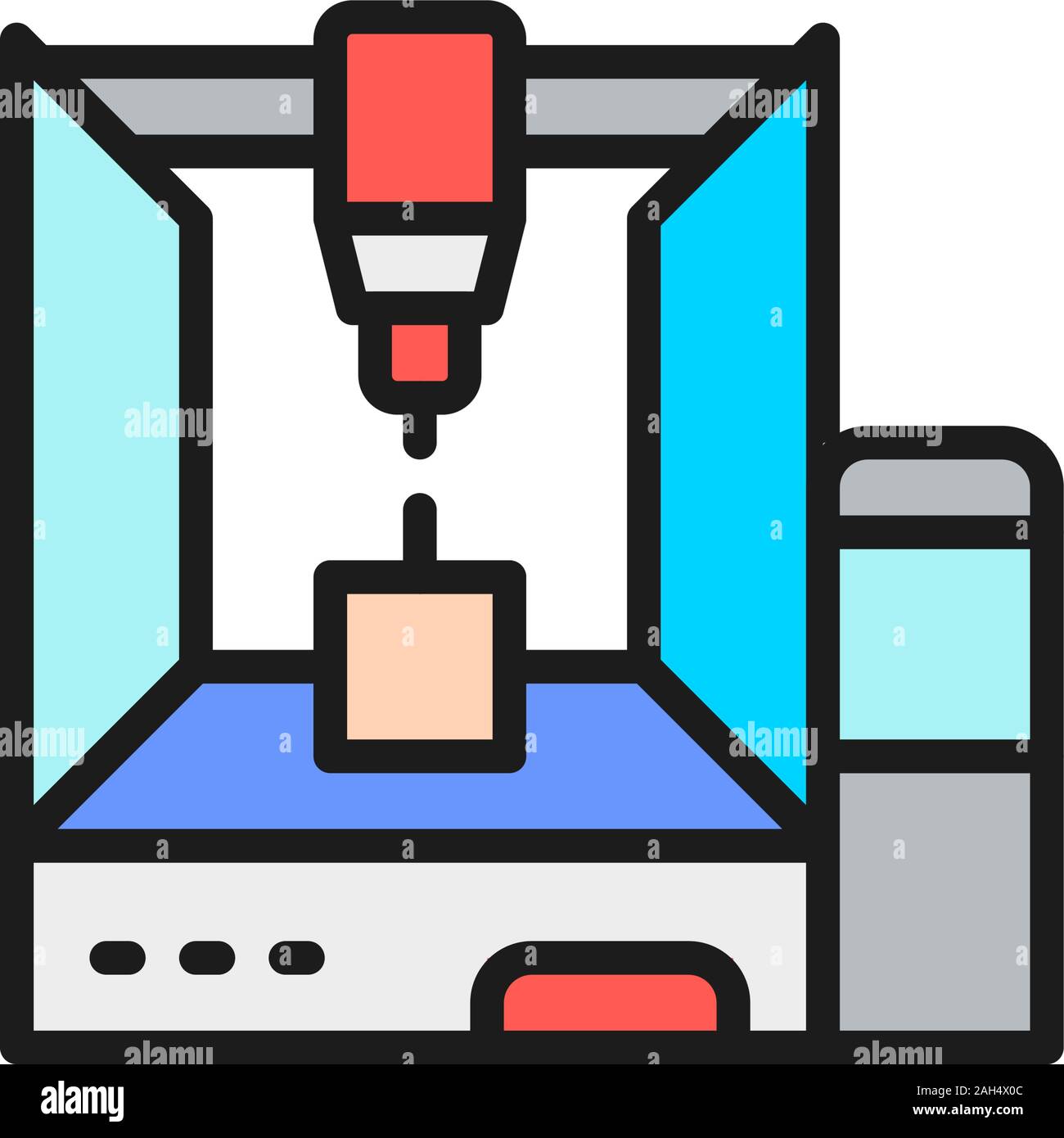 Professional 3d printer, 3 dimensional model flat color line icon Stock  Vector Image & Art - Alamy