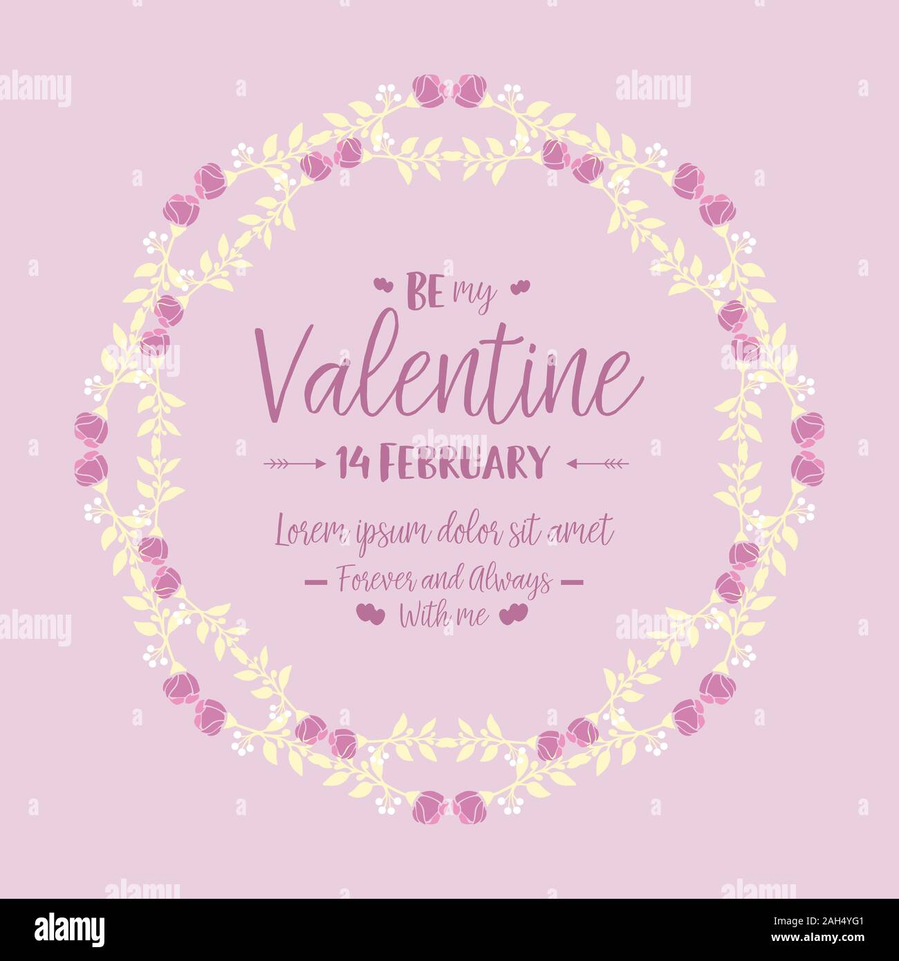 Pink and white flower frame, for Happy Valentine elegant greeting card ...