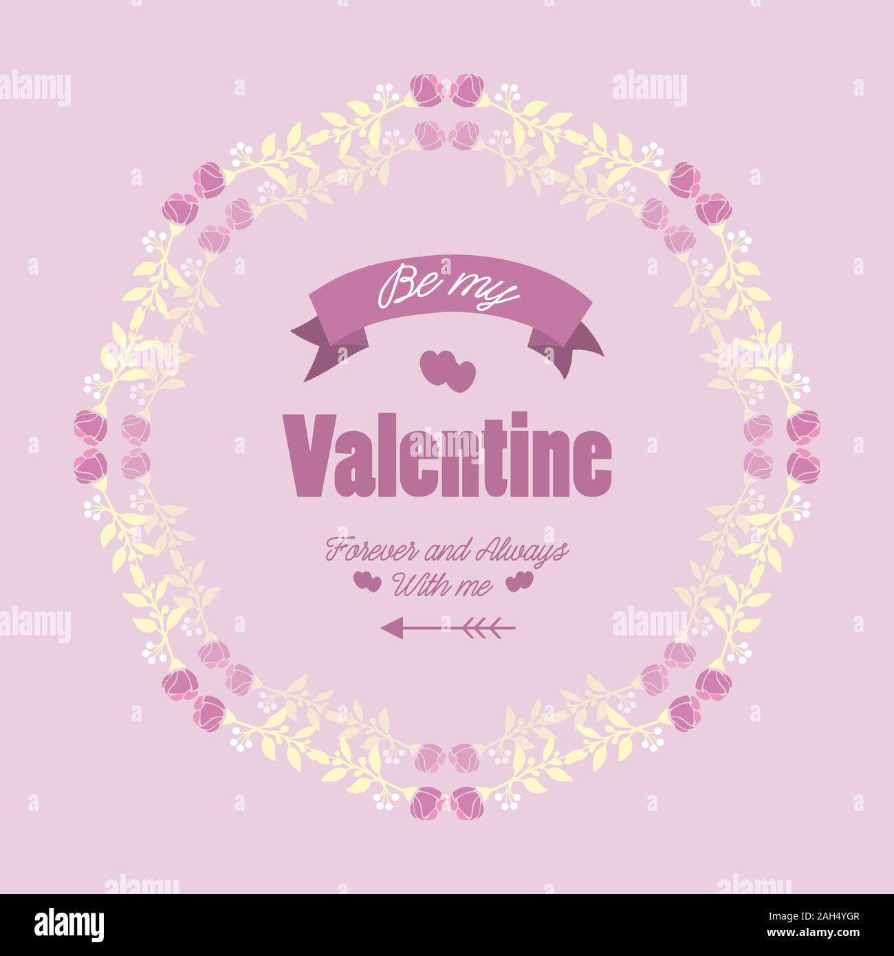 Pink and white flower frame, for Happy Valentine elegant greeting card ...