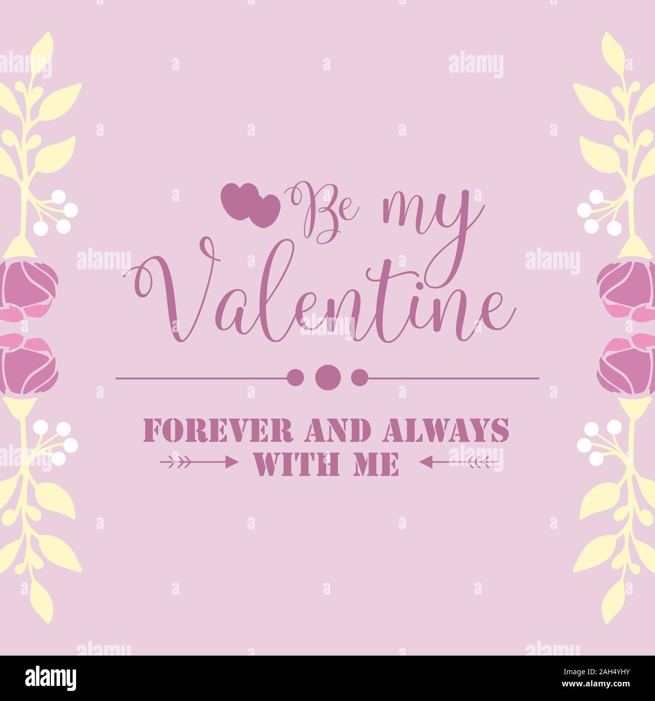 Pink and white flower frame, for Happy Valentine elegant greeting card ...