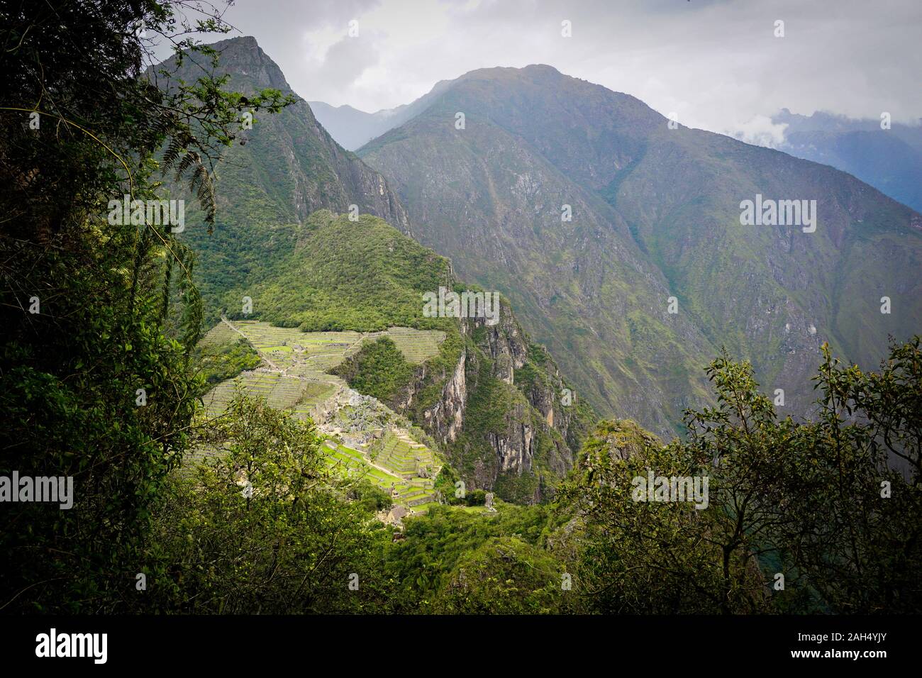The best view of Machu Picchu from the Wayna Picchu Mountain, Huayna Picchu, Cusco Peru Stock Photo