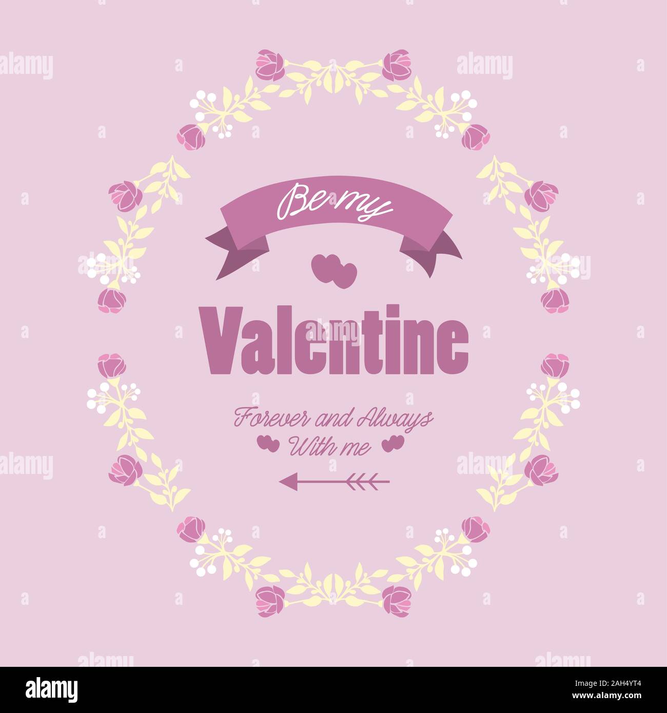 Romantic Design of pink and white flower frame, for happy valentine ...