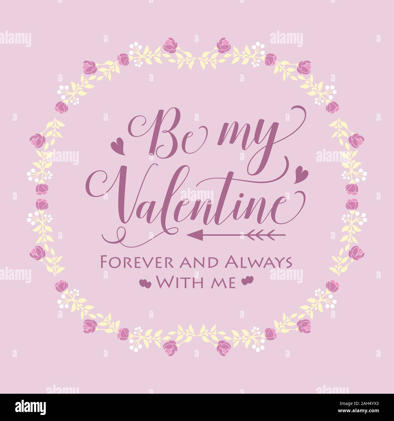 Romantic Design of pink and white flower frame, for happy valentine ...