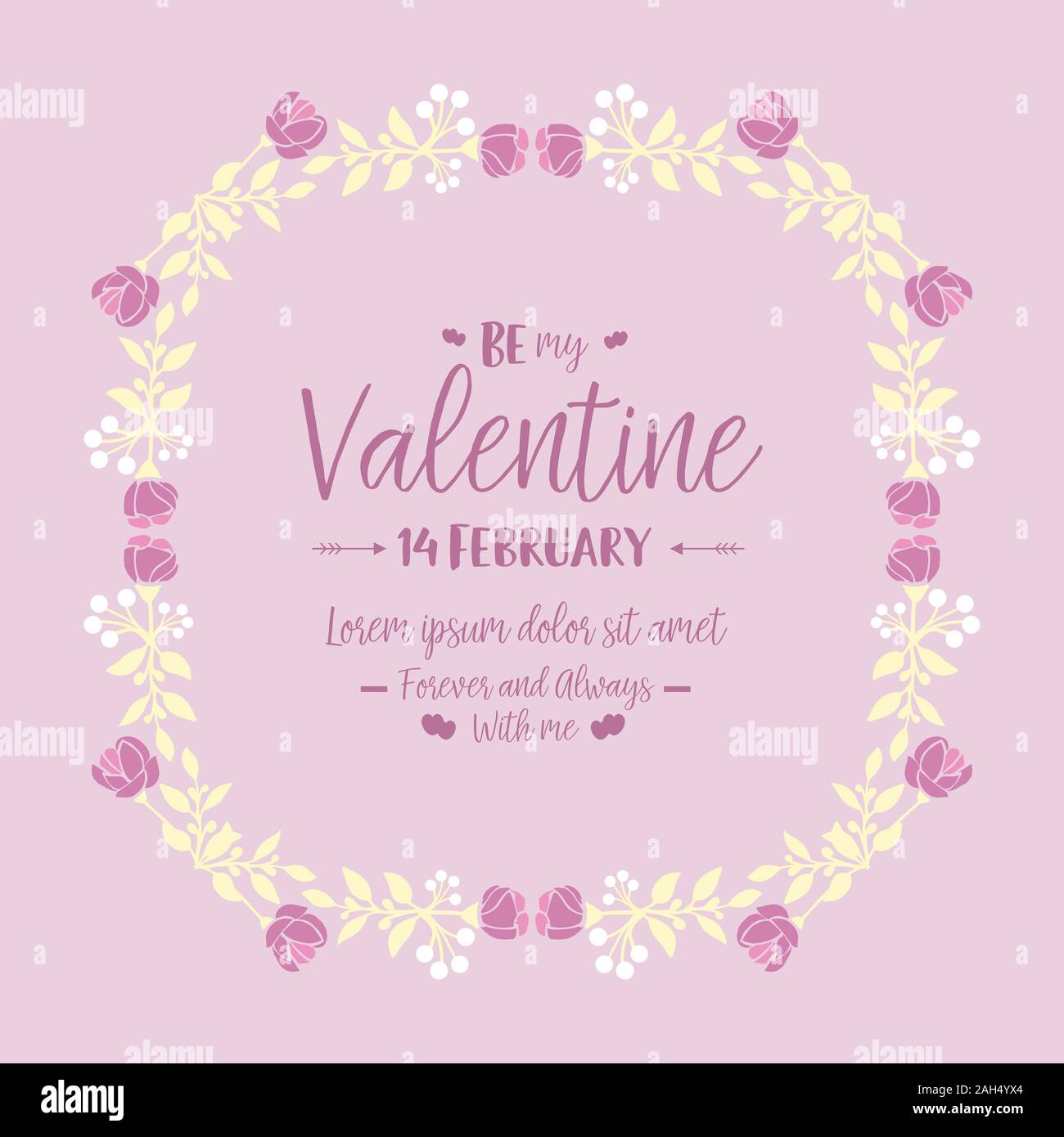 Romantic Design of pink and white flower frame, for happy valentine ...
