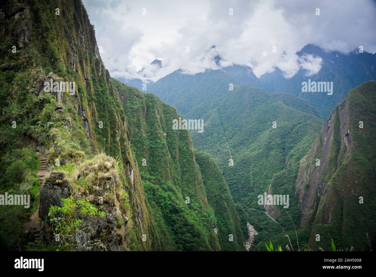 The best view of Machu Picchu from the Wayna Picchu Mountain, Huayna Picchu, Cusco Peru Stock Photo