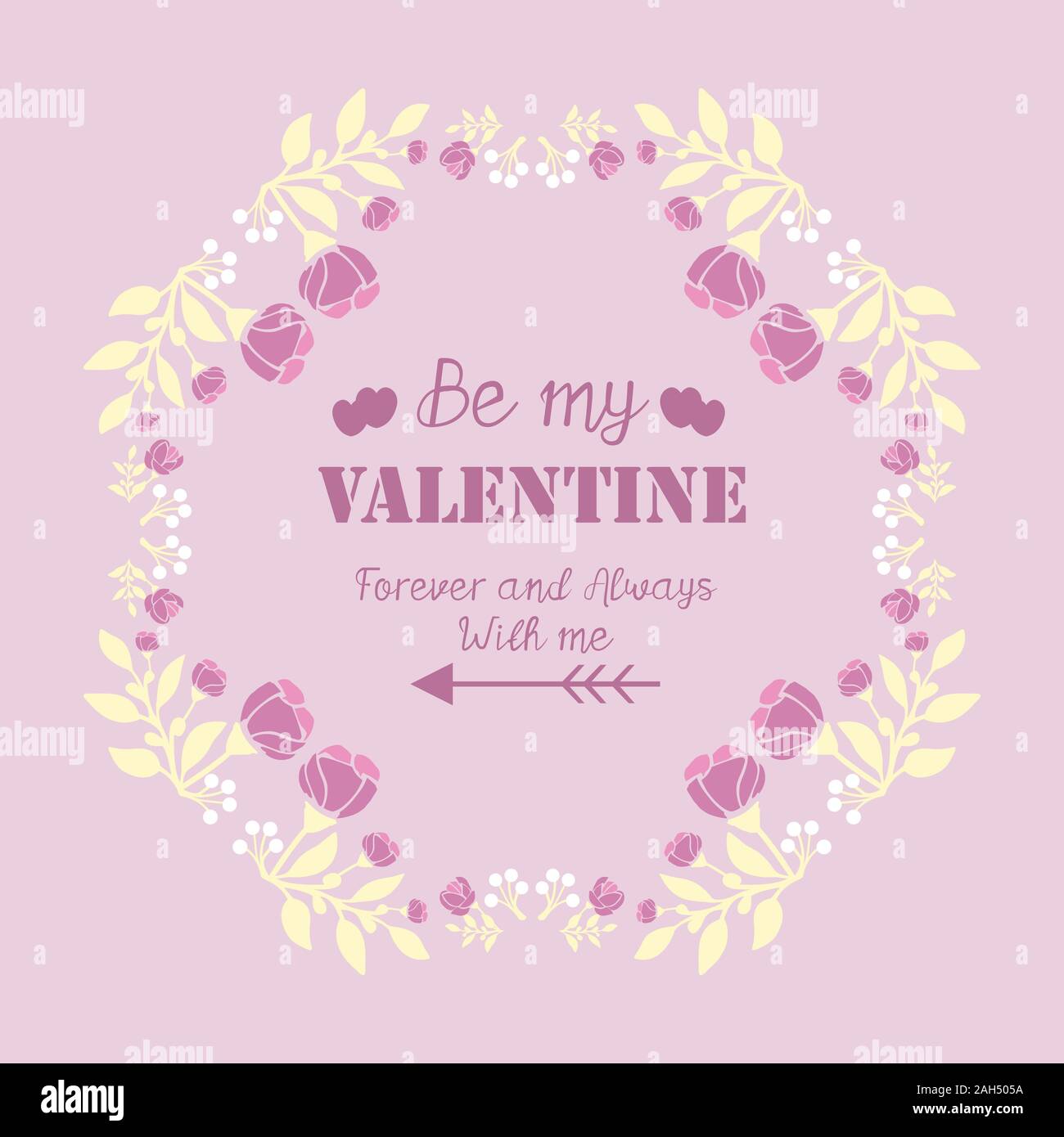 Elegant shapes frame with pink and white floral, for happy valentine ...