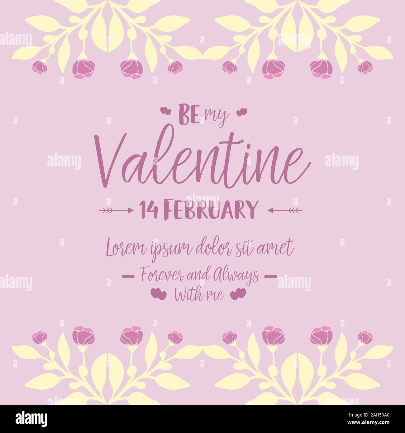 Cute pink and white floral frame, for happy valentine ornate cards ...