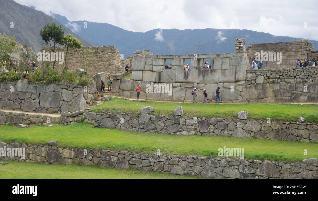 Temple of the 3 windows, Machu Picchu, Peru Stock Photo