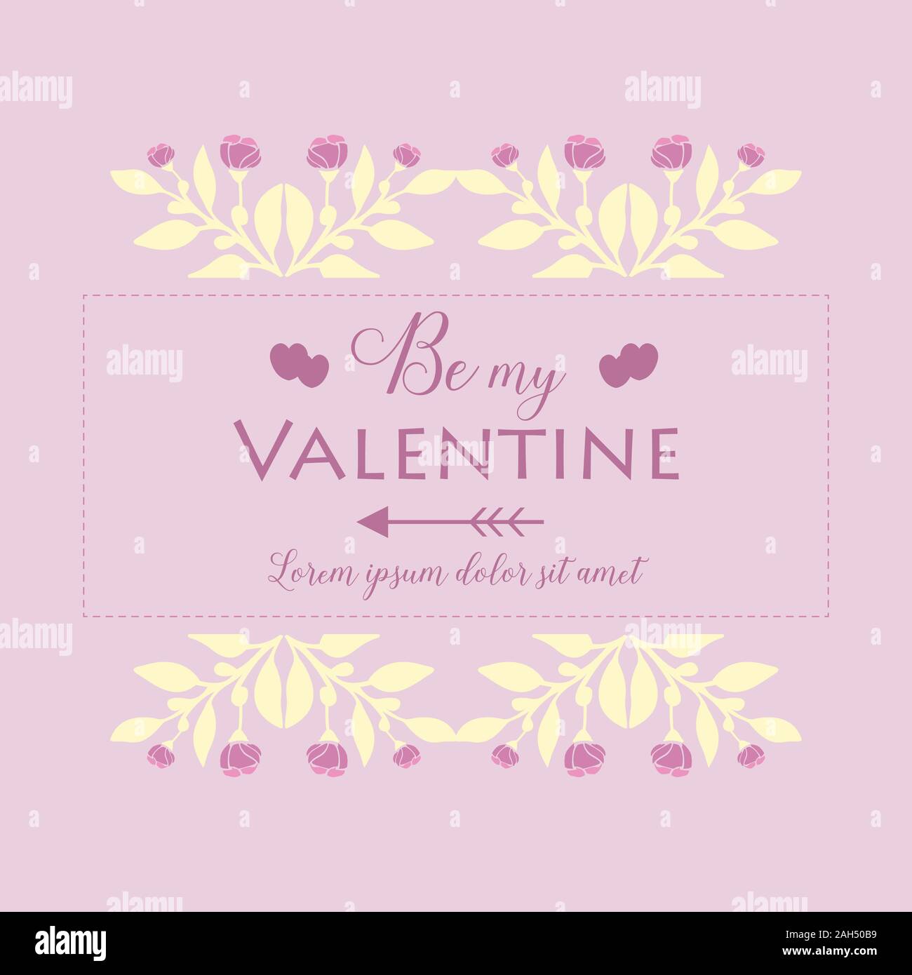 Cute pink and white floral frame, for happy valentine ornate cards ...