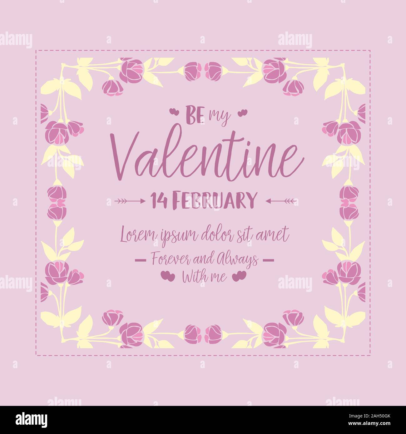 Beautiful ornate of pink and white floral frame, for happy valentine ...