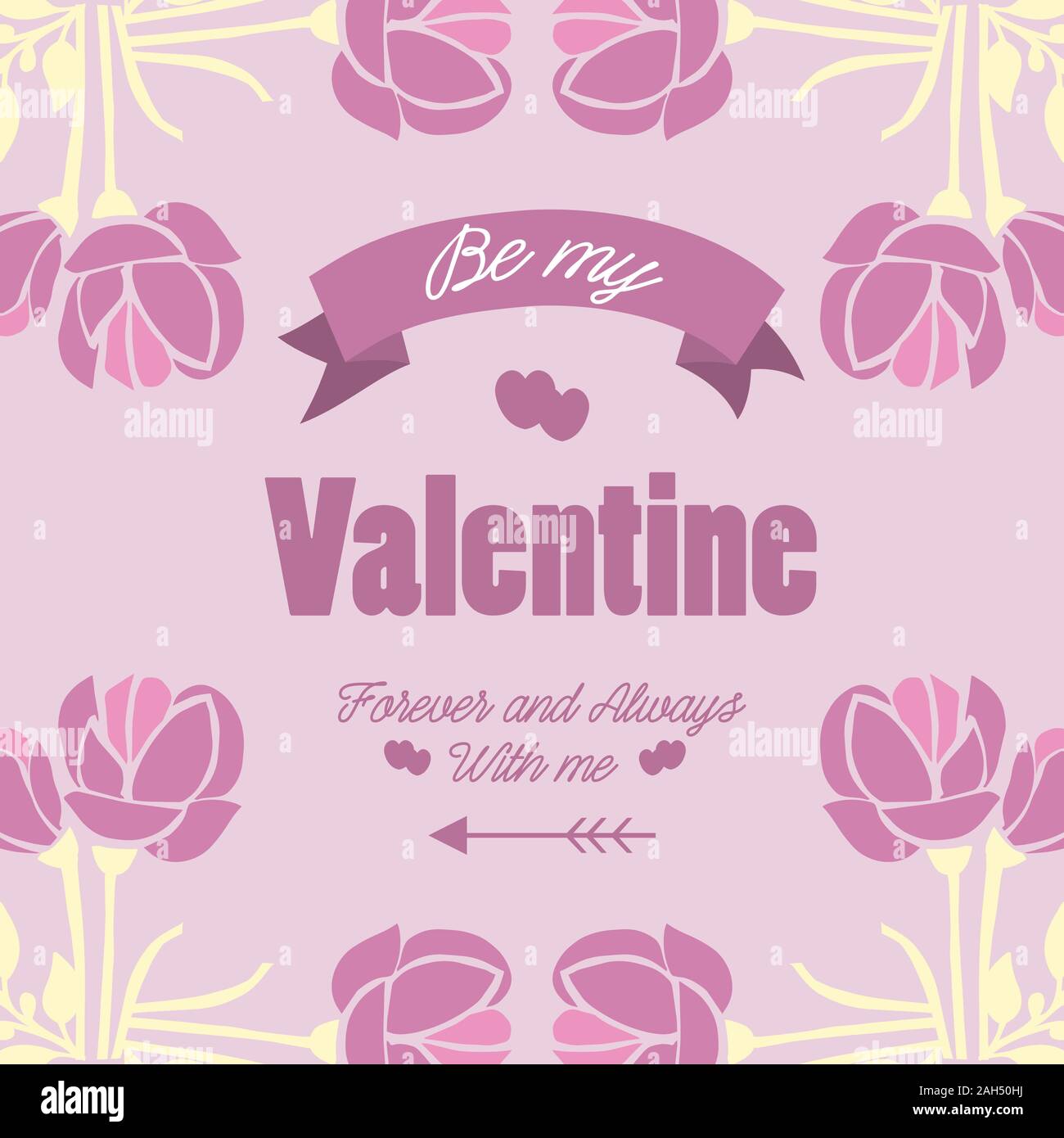 Beautiful ornate of pink and white floral frame, for happy valentine ...