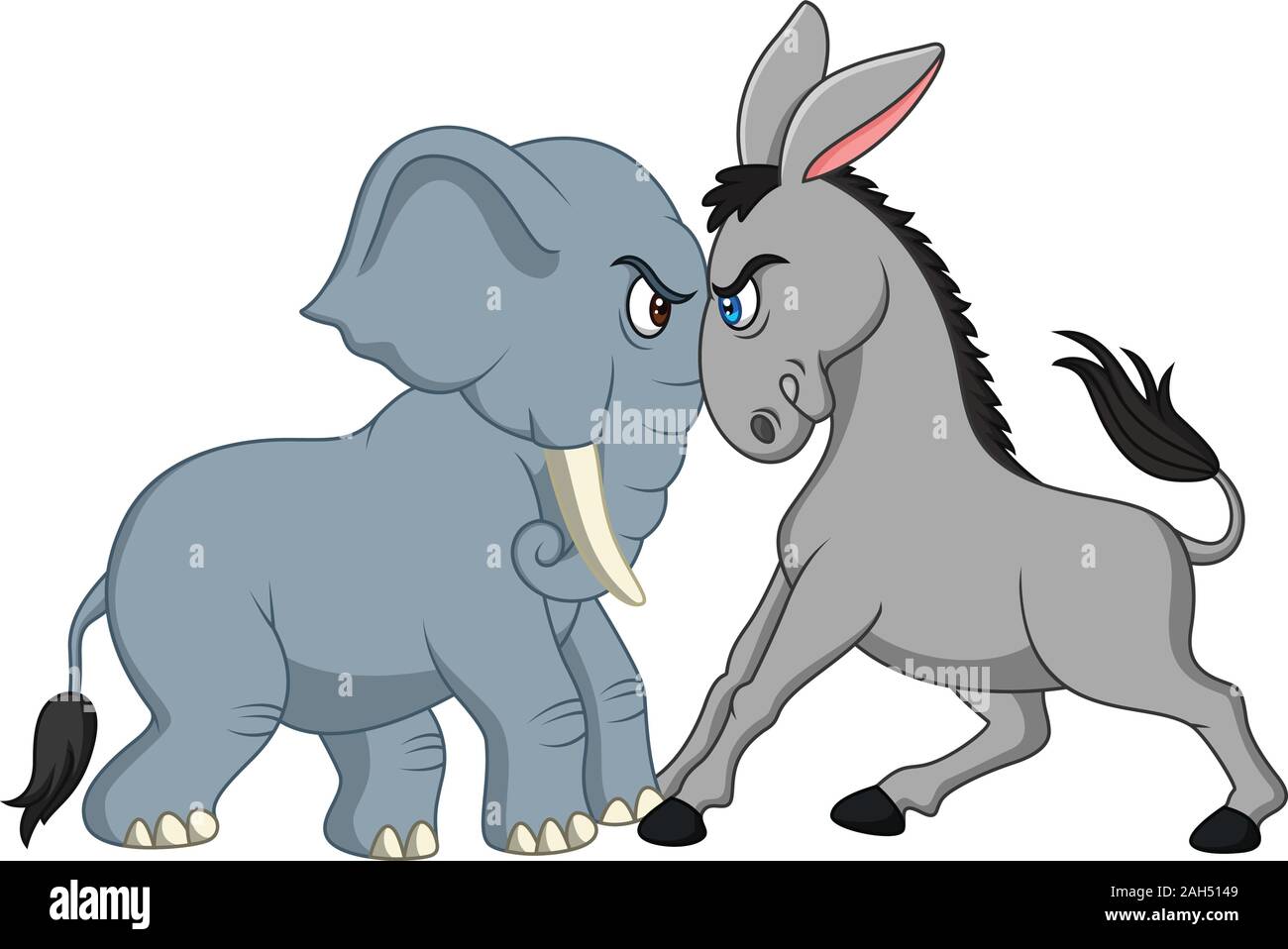 American politics - Democratic donkey versus Republican elephant Stock Vector