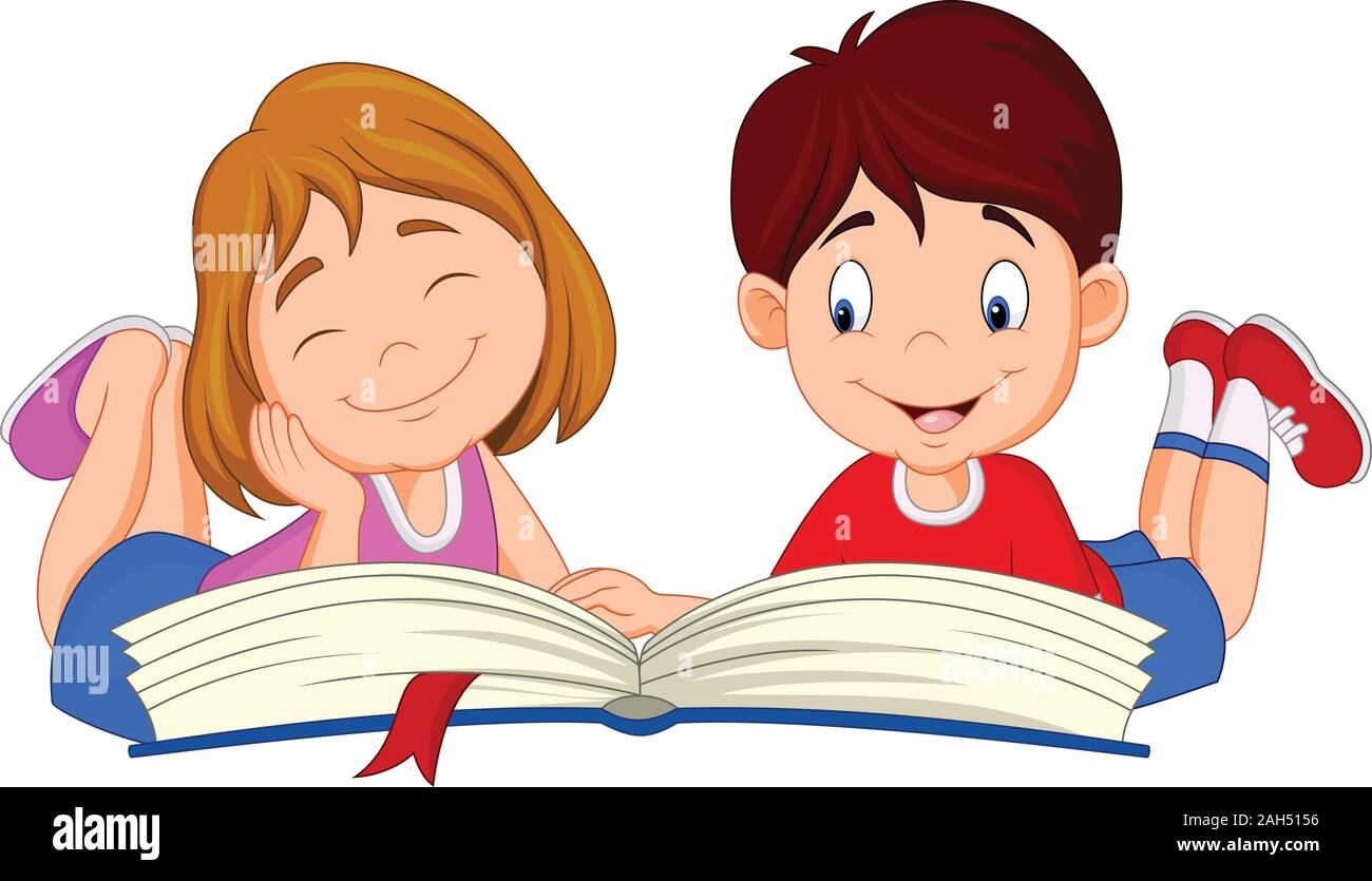 Cartoon kids reading book Stock Vector Image & Art - Alamy