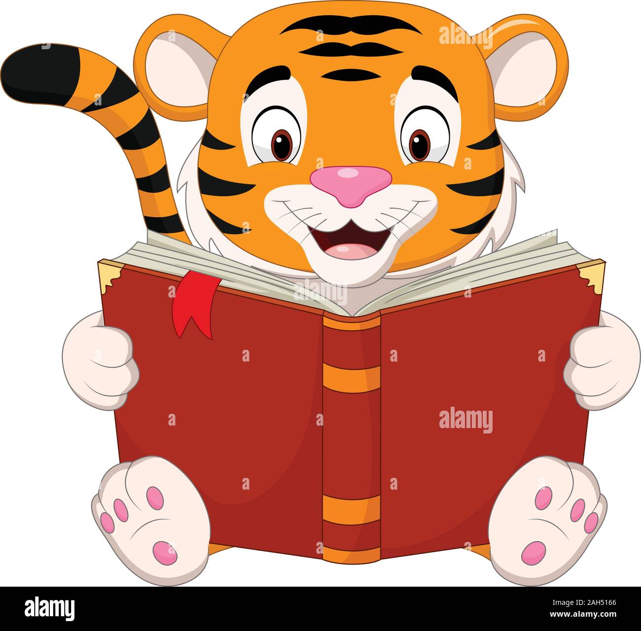 tiger reading a book clipart