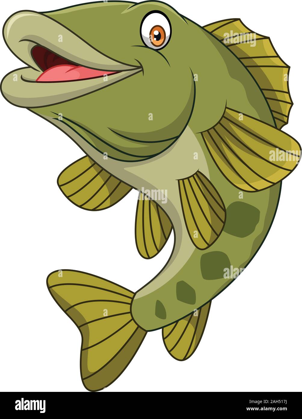 Cartoon bass fish isolated on white background Stock Vector Image & Art -  Alamy