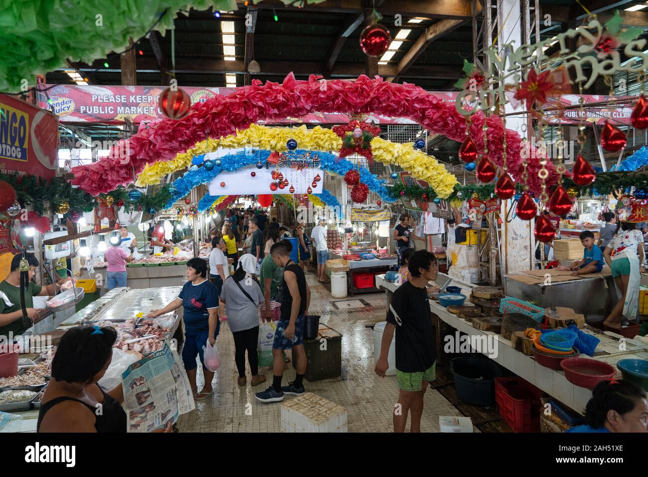 Christmas decorations within the Carbon market,Cebu City,Philippines Stock Photo