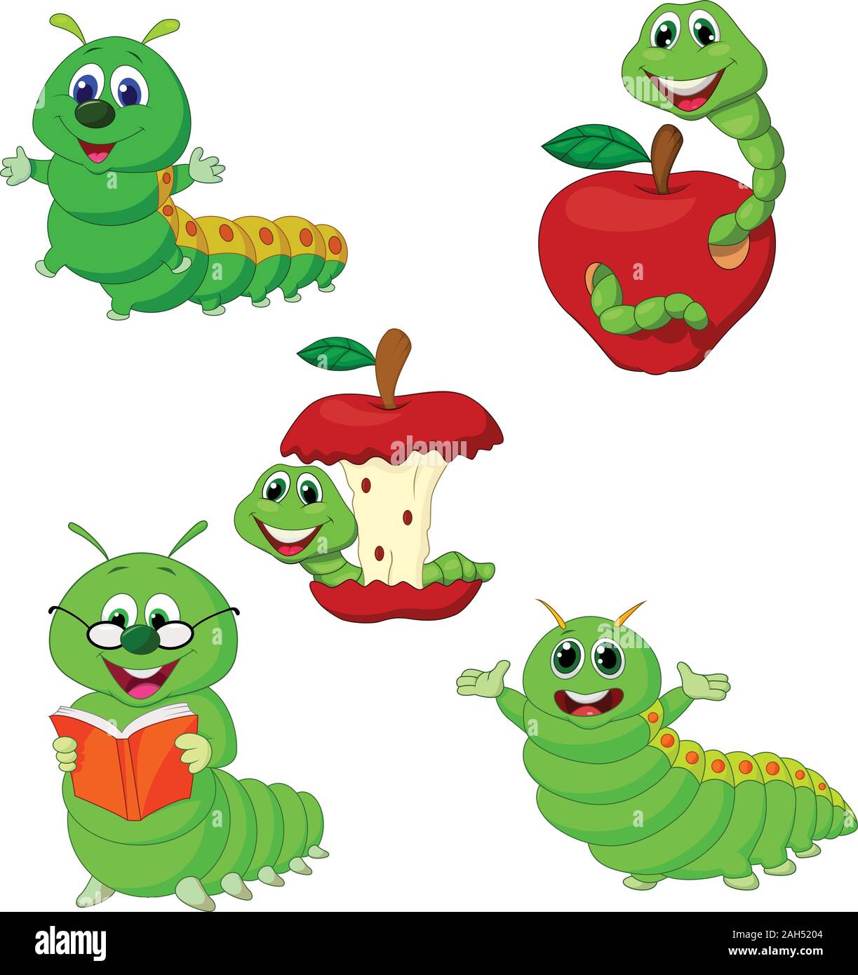 Cartoon funny Caterpillar collection set Stock Vector Image & Art - Alamy