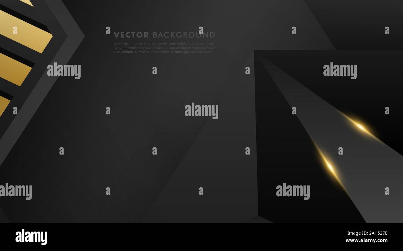 abstract vector black background. gray polygon background with gold ...