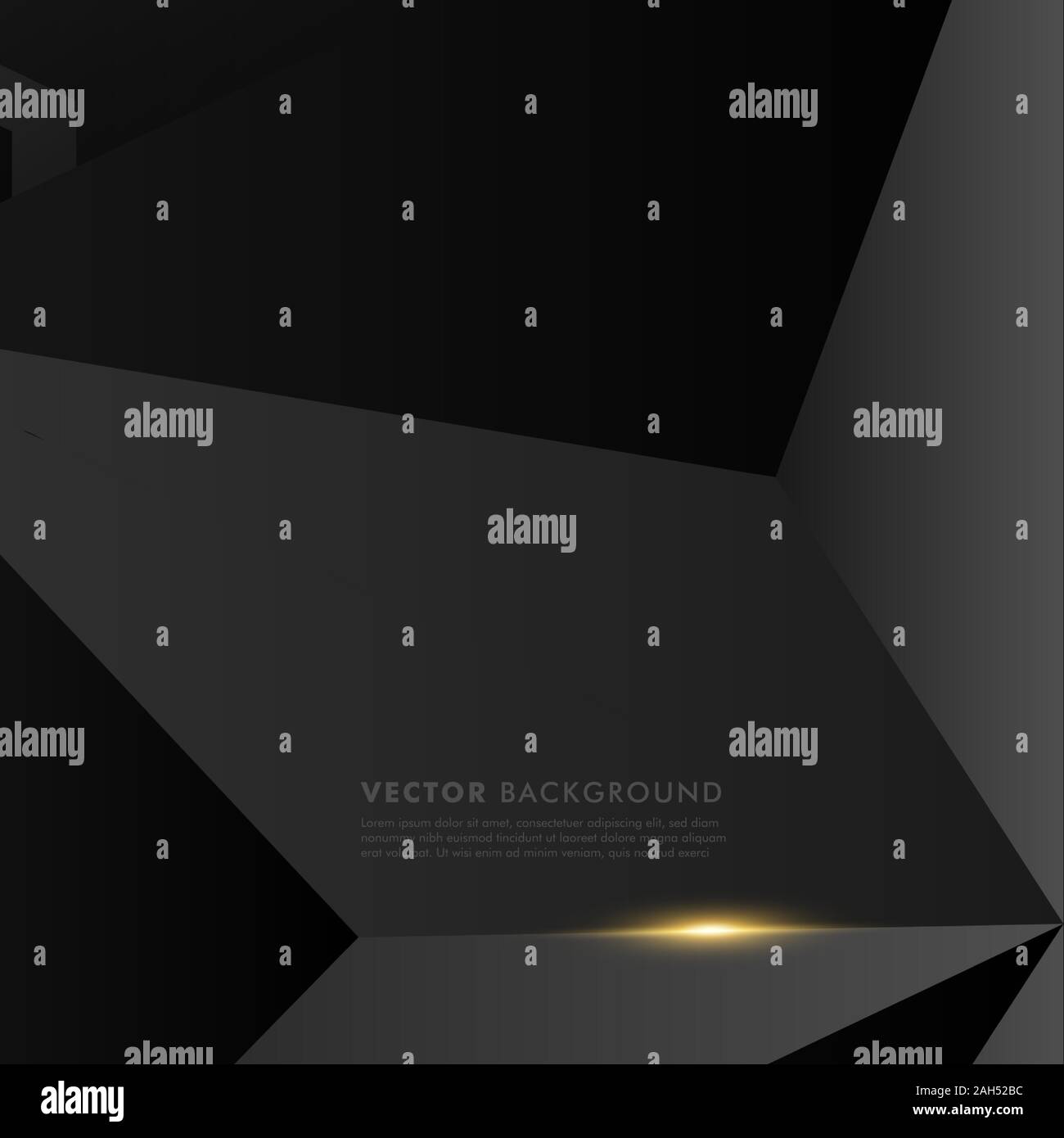 abstract vector black background. gray polygon background with gold ...