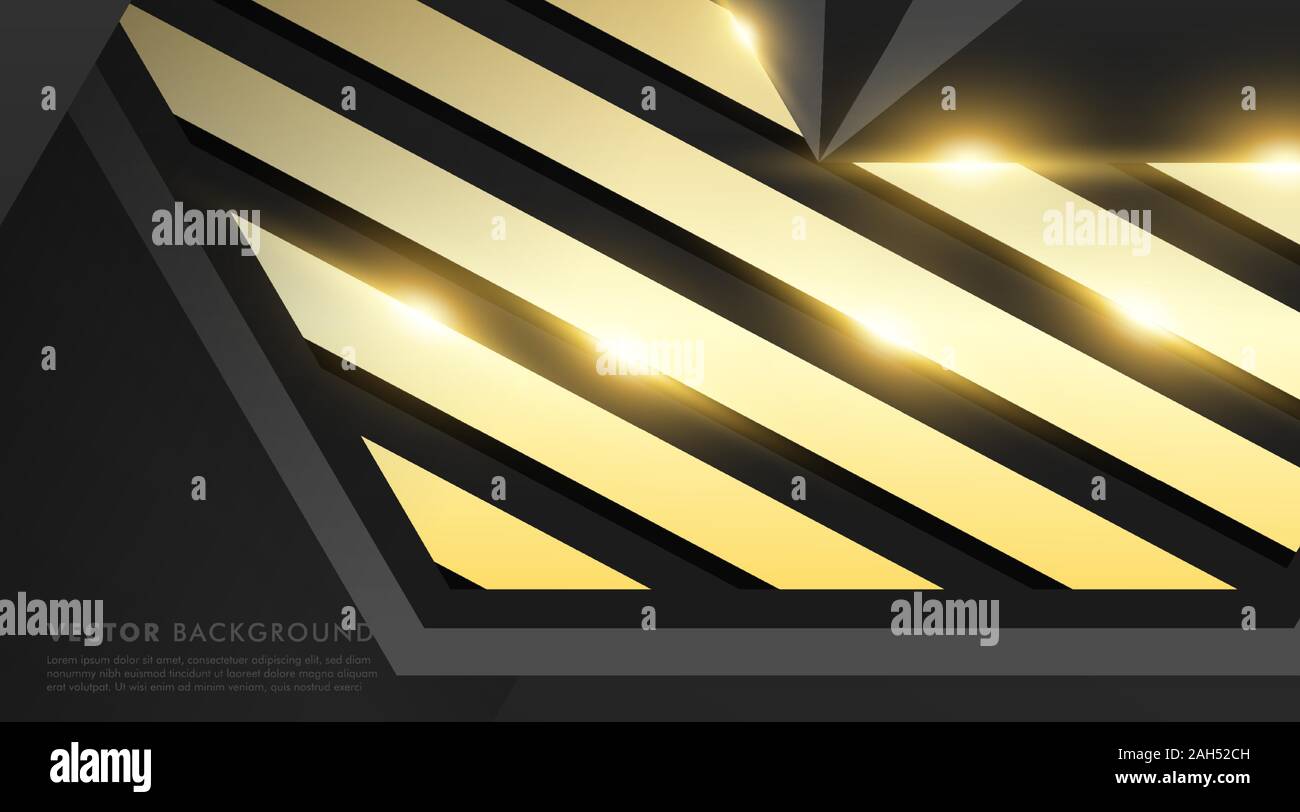 abstract vector black background. gray polygon with gold light effect ...