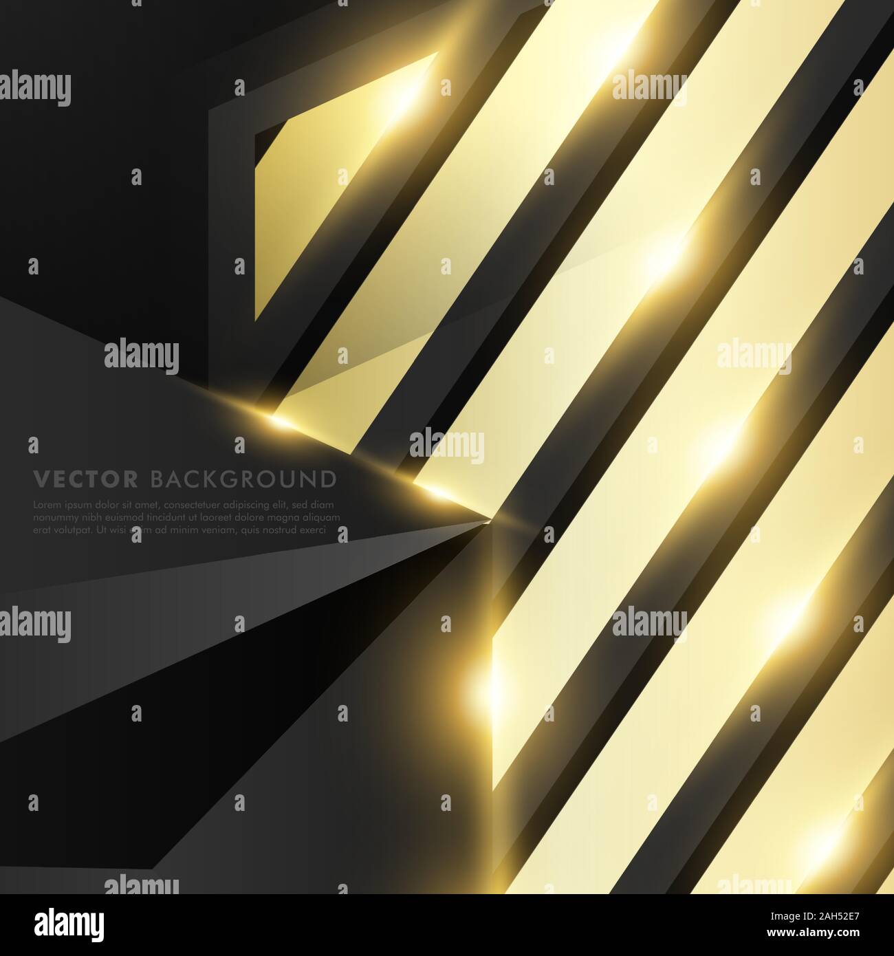 abstract vector black background. gray polygon with gold light effect ...