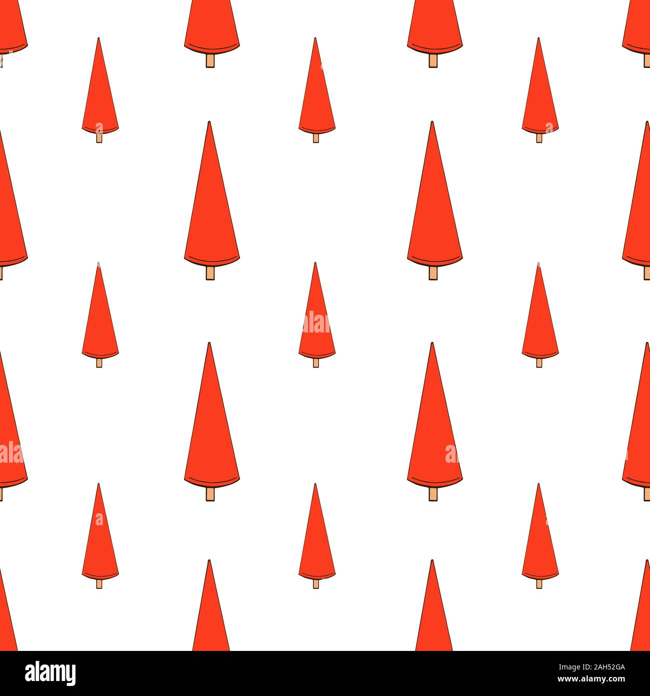 Vector seamless pattern with hand drawn Christmas trees in red color ...