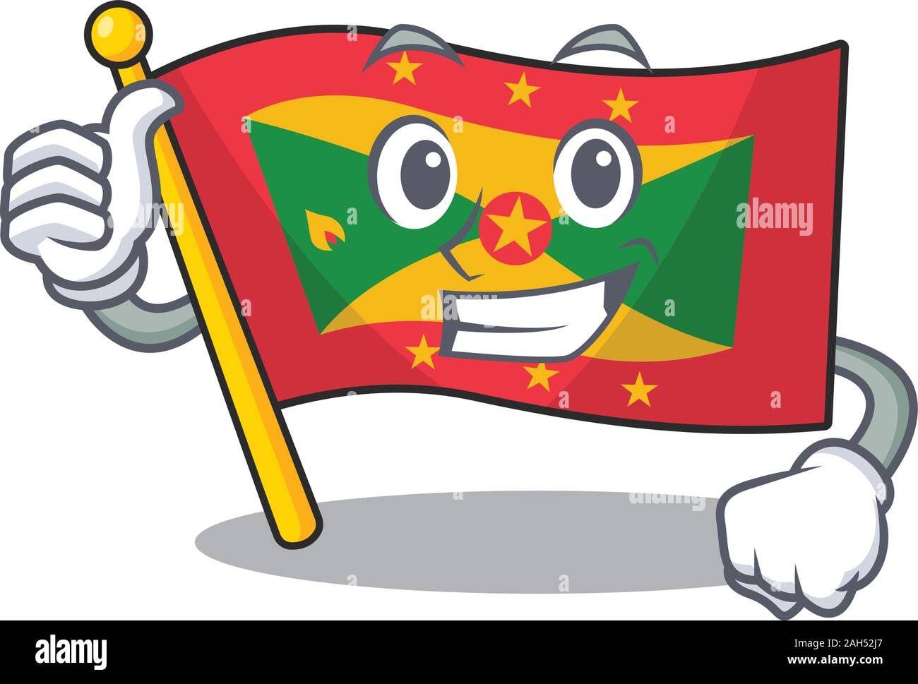 Smiley mascot of flag grenada Scroll making Thumbs up gesture Stock ...