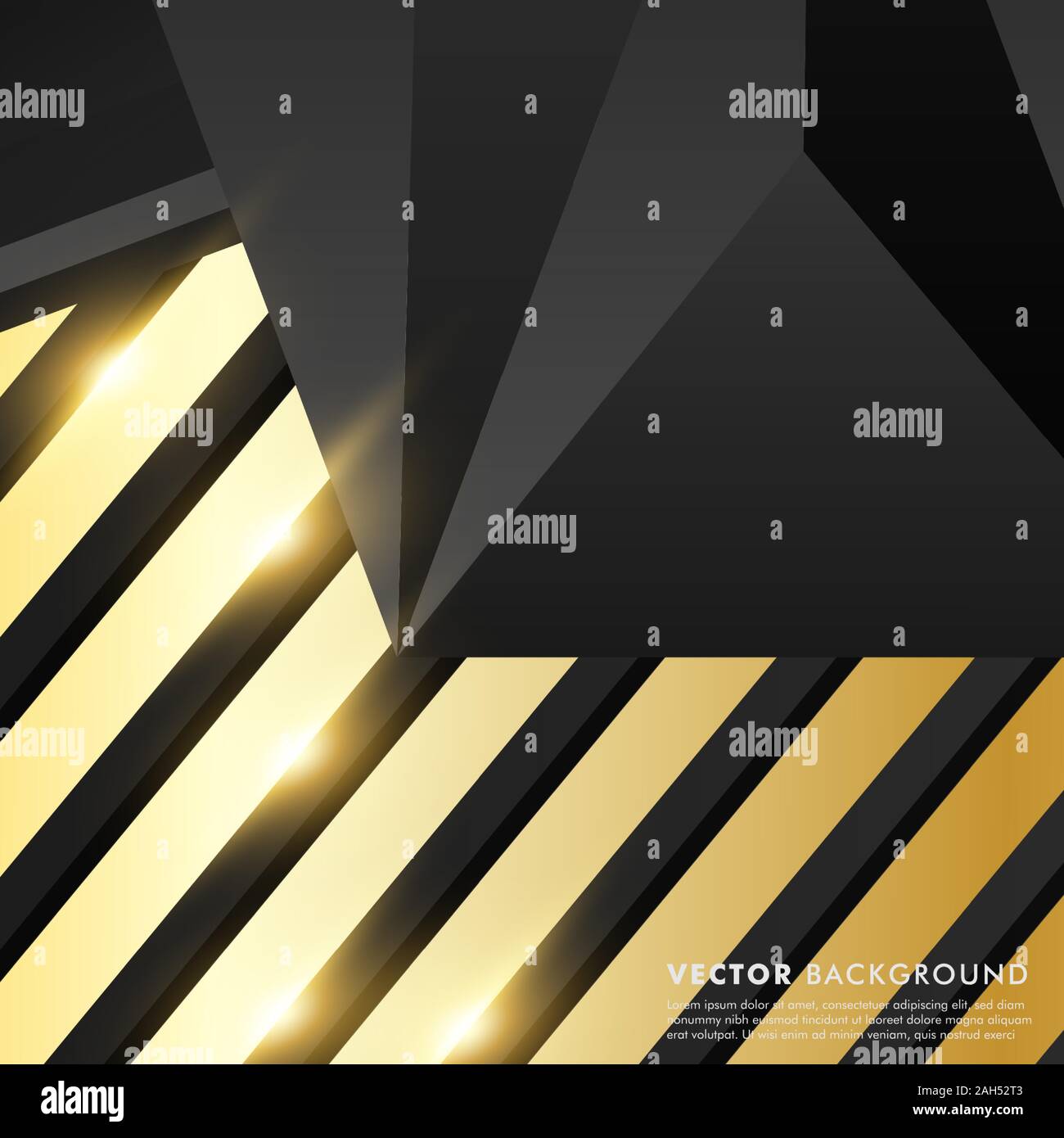 abstract vector black background. gray polygon with gold light effect ...