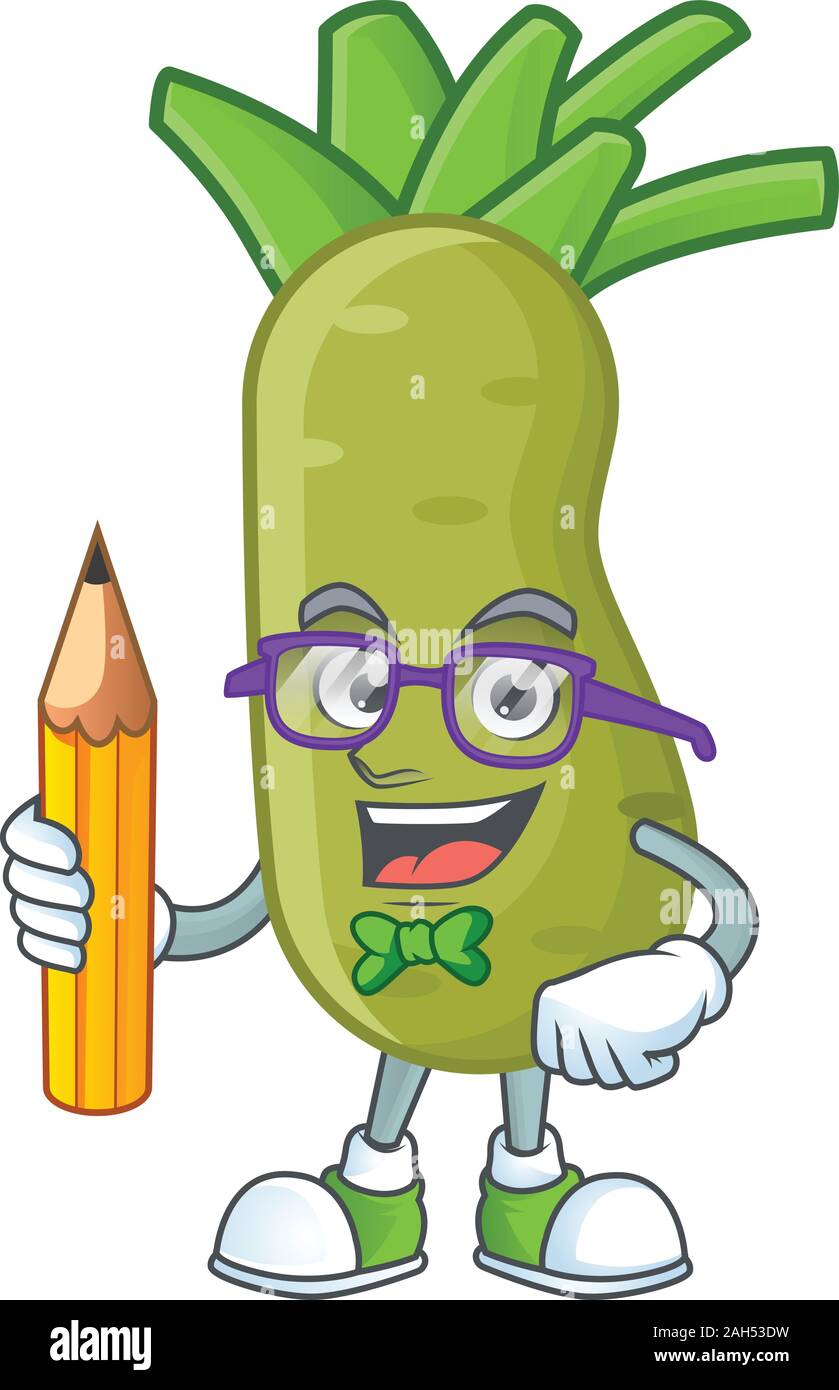 Cool smart Student wasabi mascot with a pencil Stock Vector Image & Art