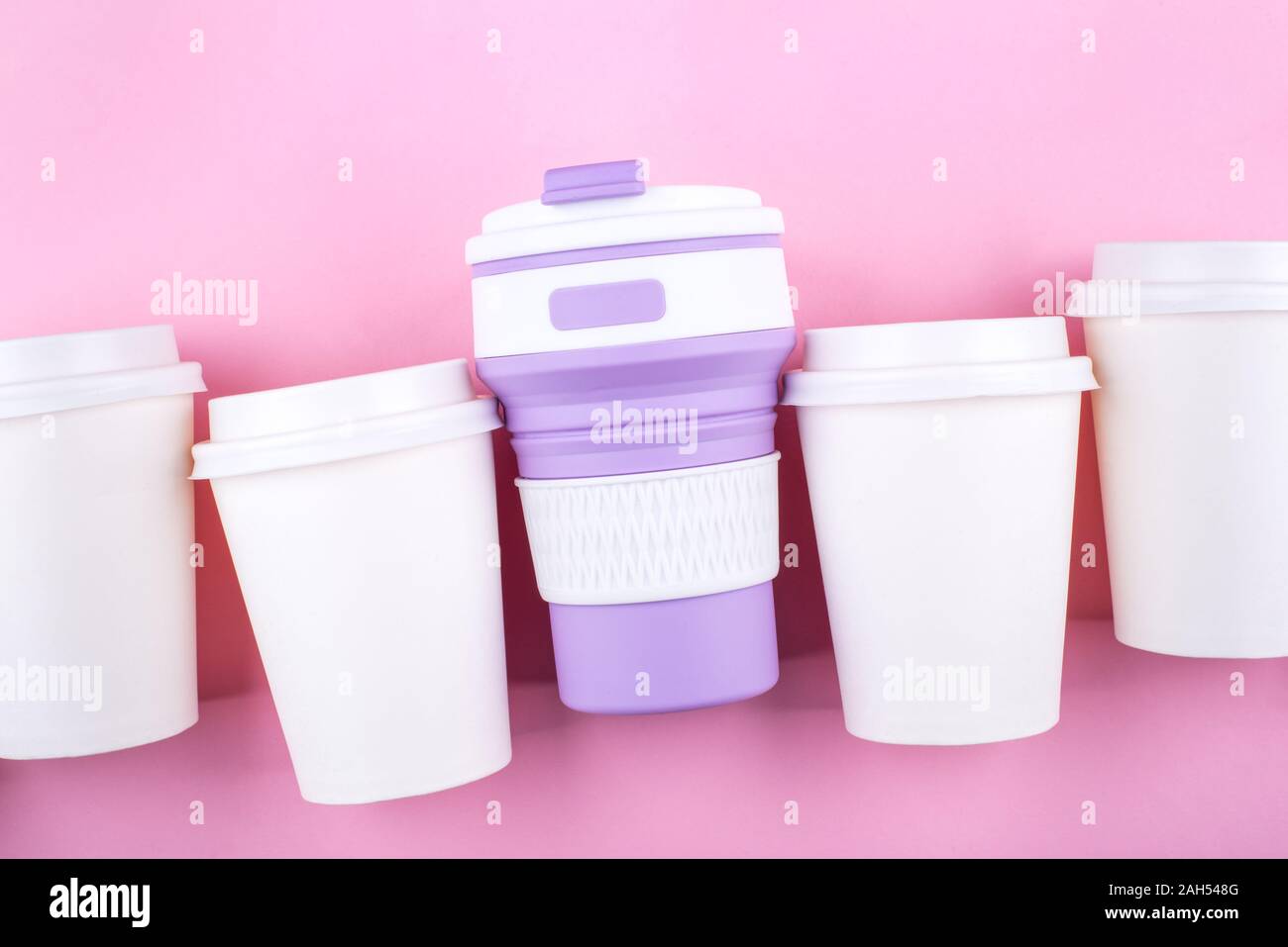 Reusable coffee cup vs disposable cups Stock Photo Alamy