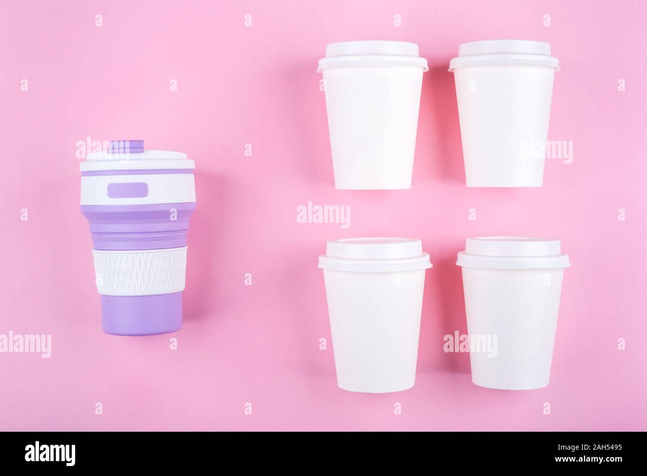 Reusable coffee cup vs disposable cups Stock Photo Alamy