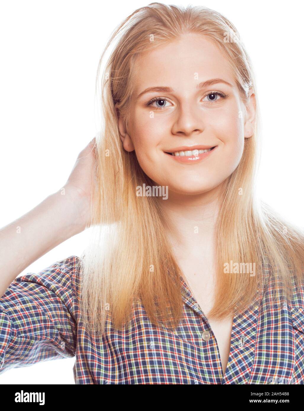 Young Pretty Blonde Hair Woman Happy Smiling Isolated On White