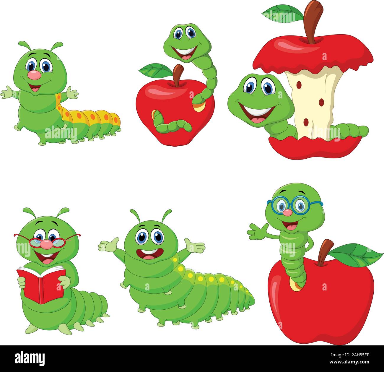 Earthworm Set. Worm Insect Icon. Cartoon Funny Kawaii Baby Animal  Character. Cute Crawling Bug Collection. Smiling Face Stock Vector -  Illustration of caterpillar, insect: 299017671
