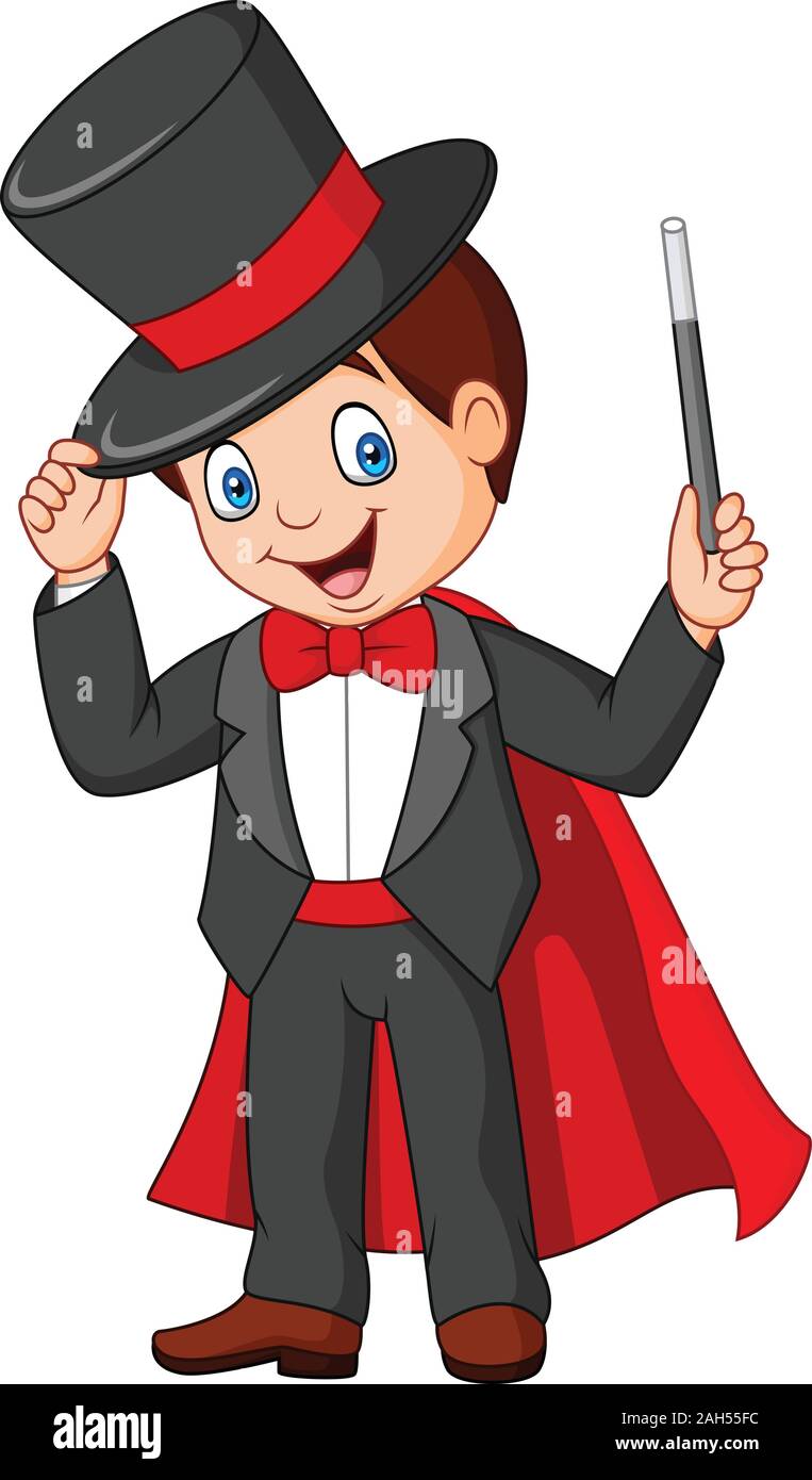 Cartoon magician holding magic wand Stock Vector Image & Art - Alamy